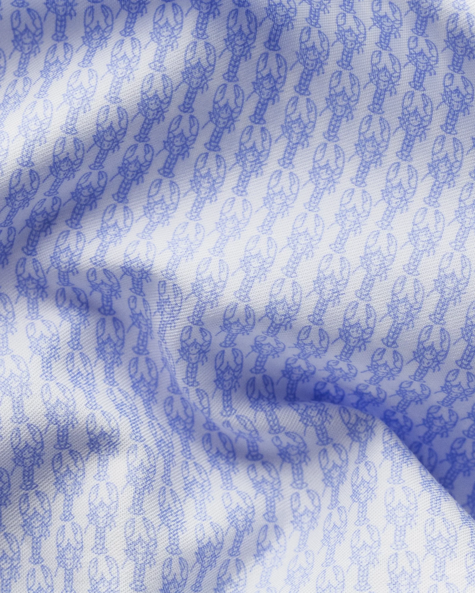 Eton - blue crayfish print signature twill shirt cut away