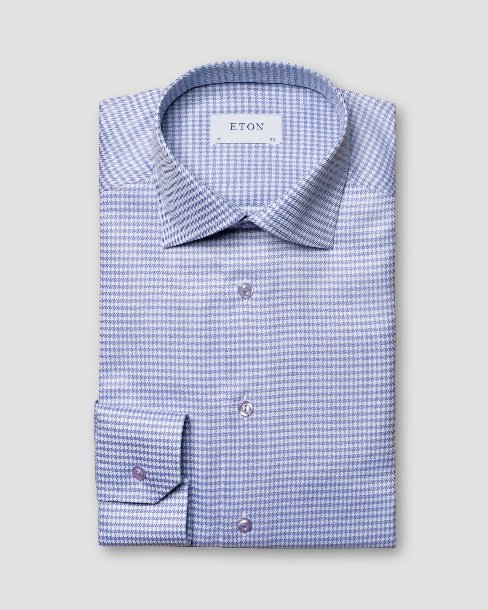 Eton - mid purple houndstooth check twill