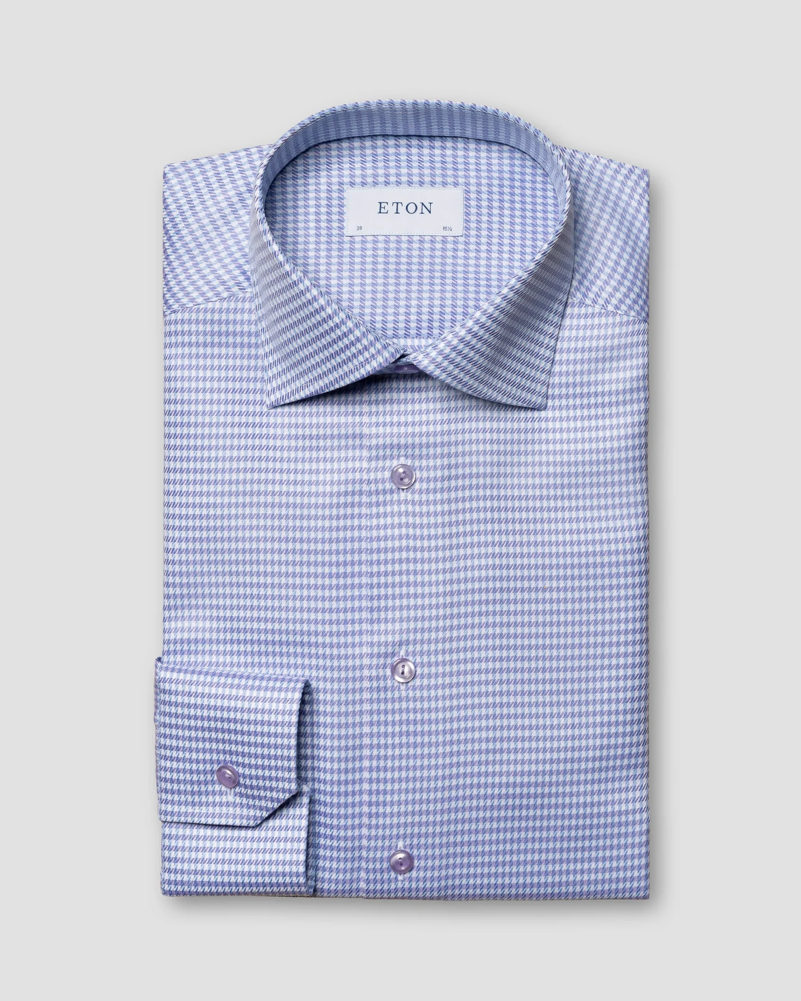 Eton - mid purple houndstooth check twill
