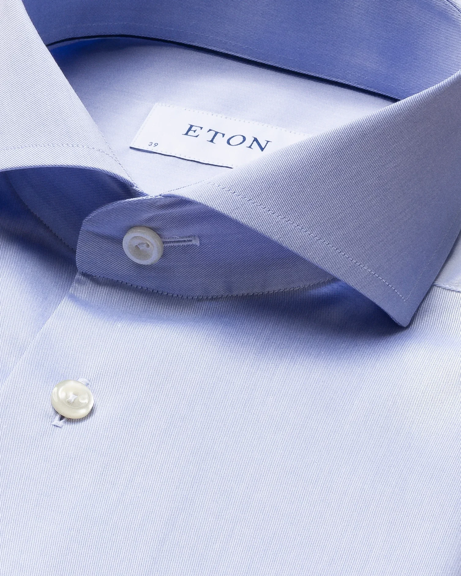 Eton - blue fine twill shirt extreme cut away