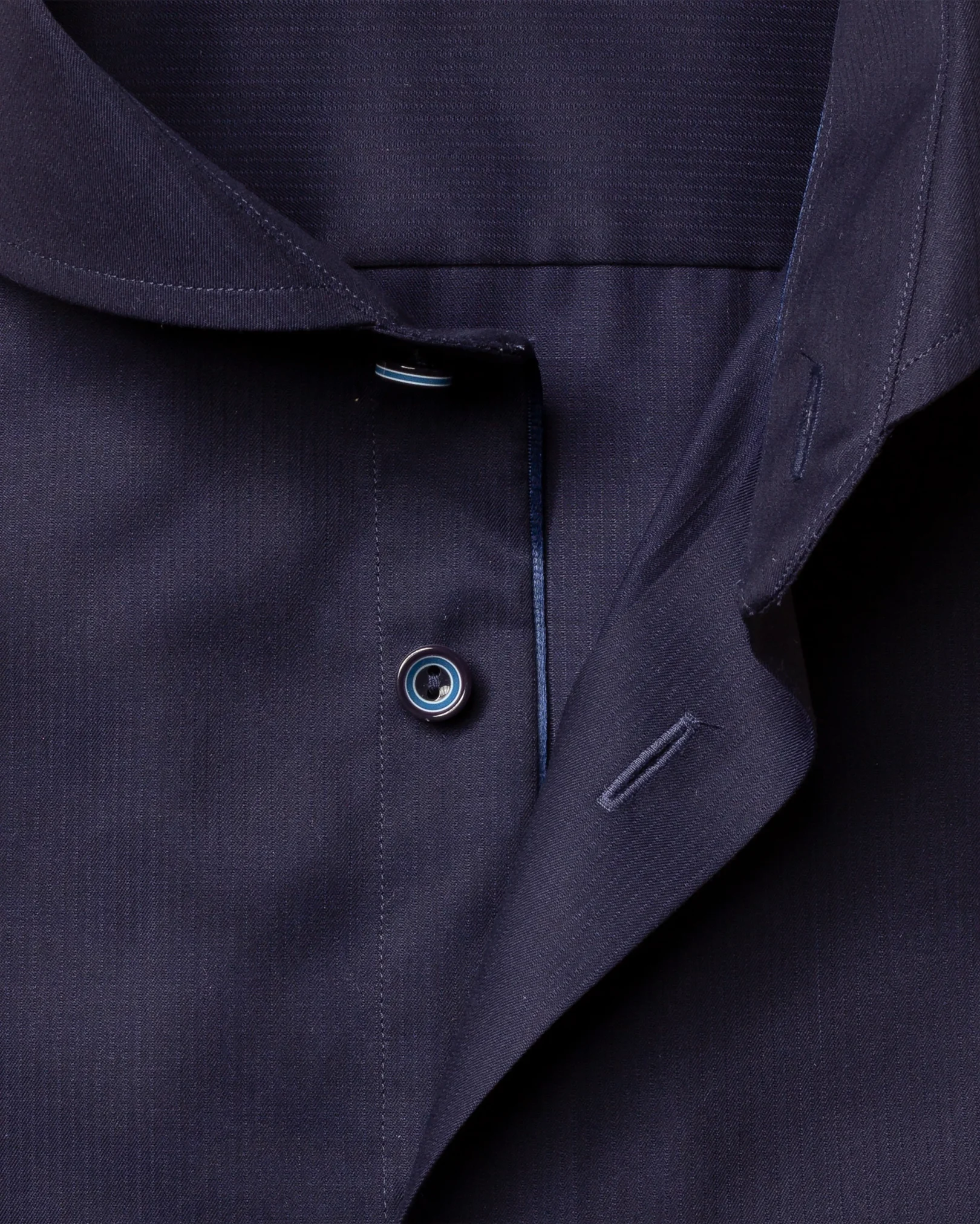 Eton - dark blue twill shirt extreme cut away