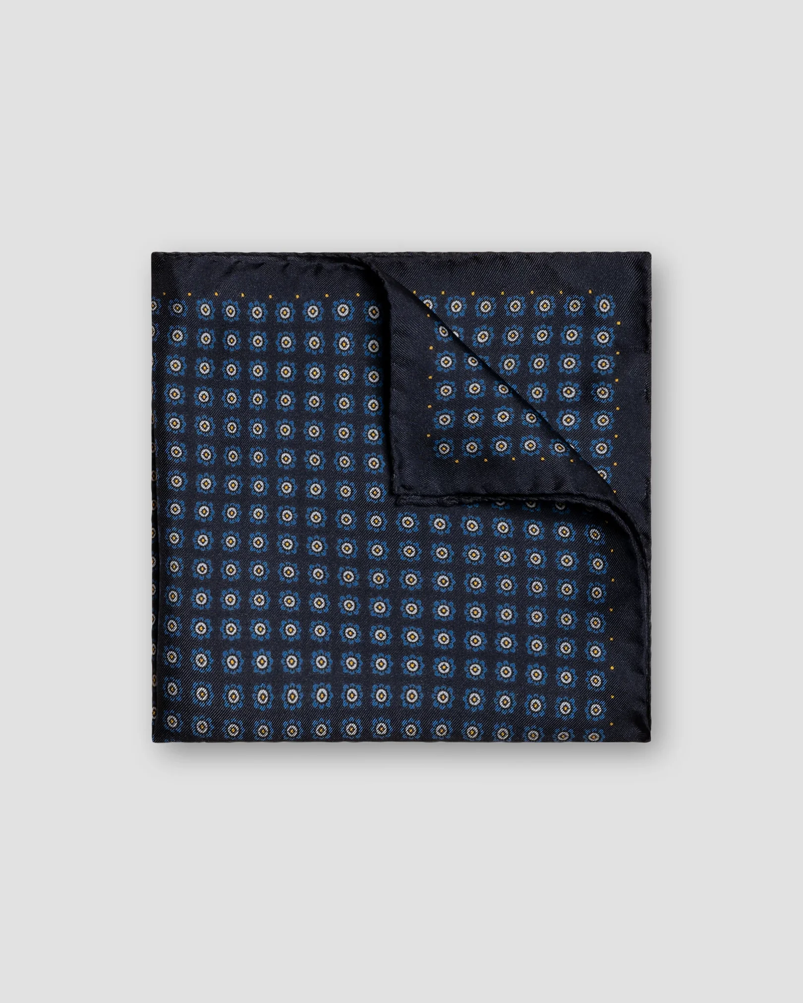 Eton - Navy Geometric Silk Pocket Square