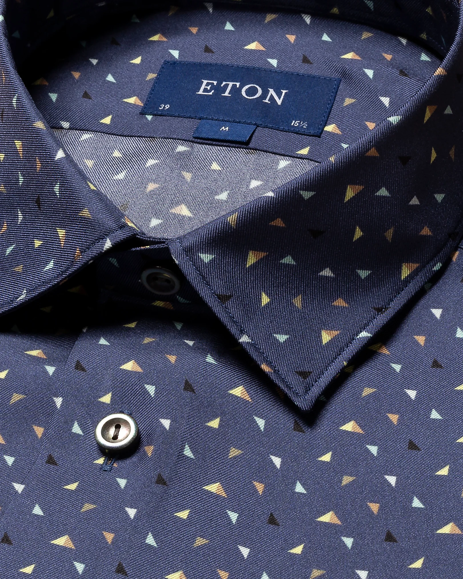 Eton - navy blue silk twill geometric print