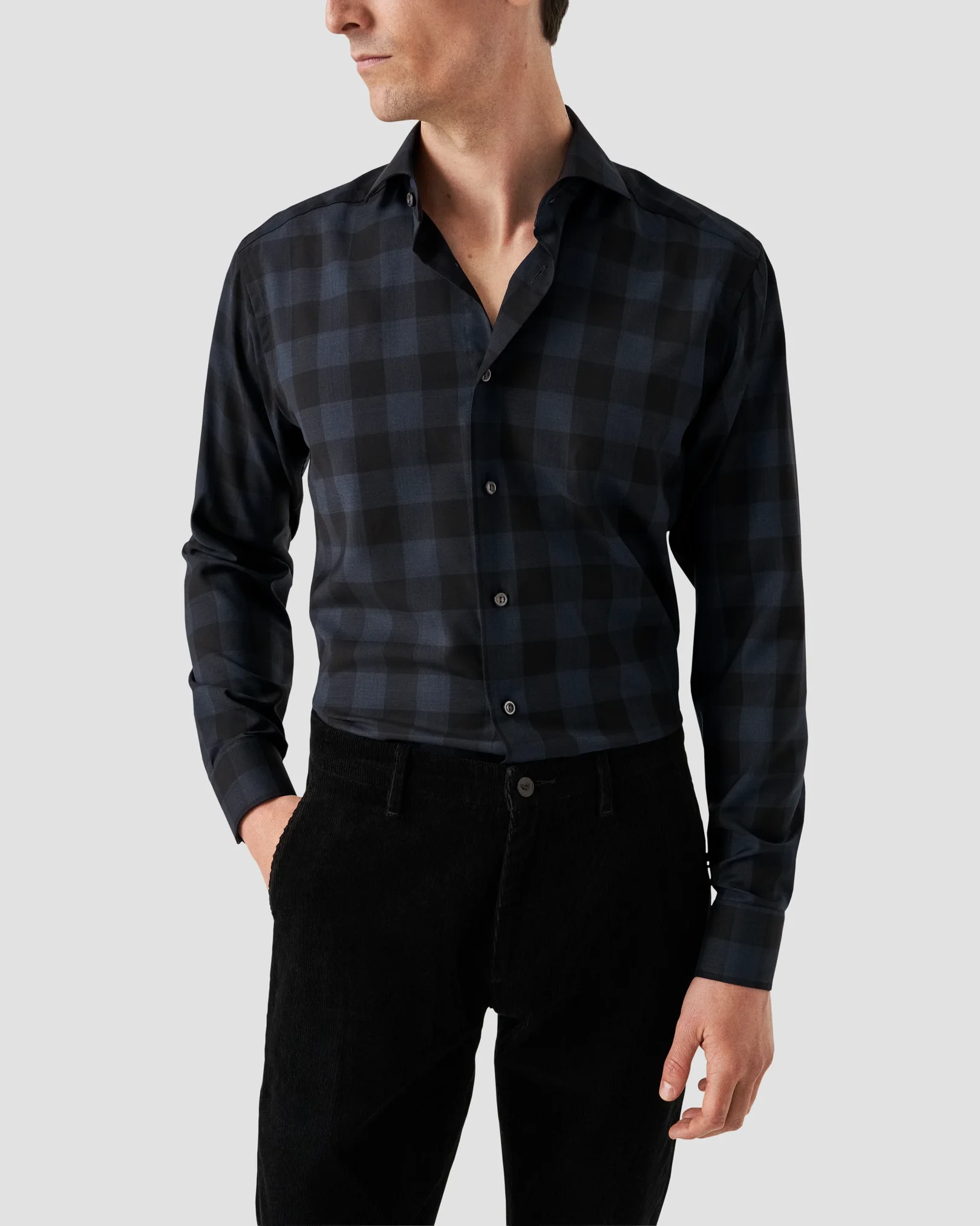 Eton - merino dark blue shirt