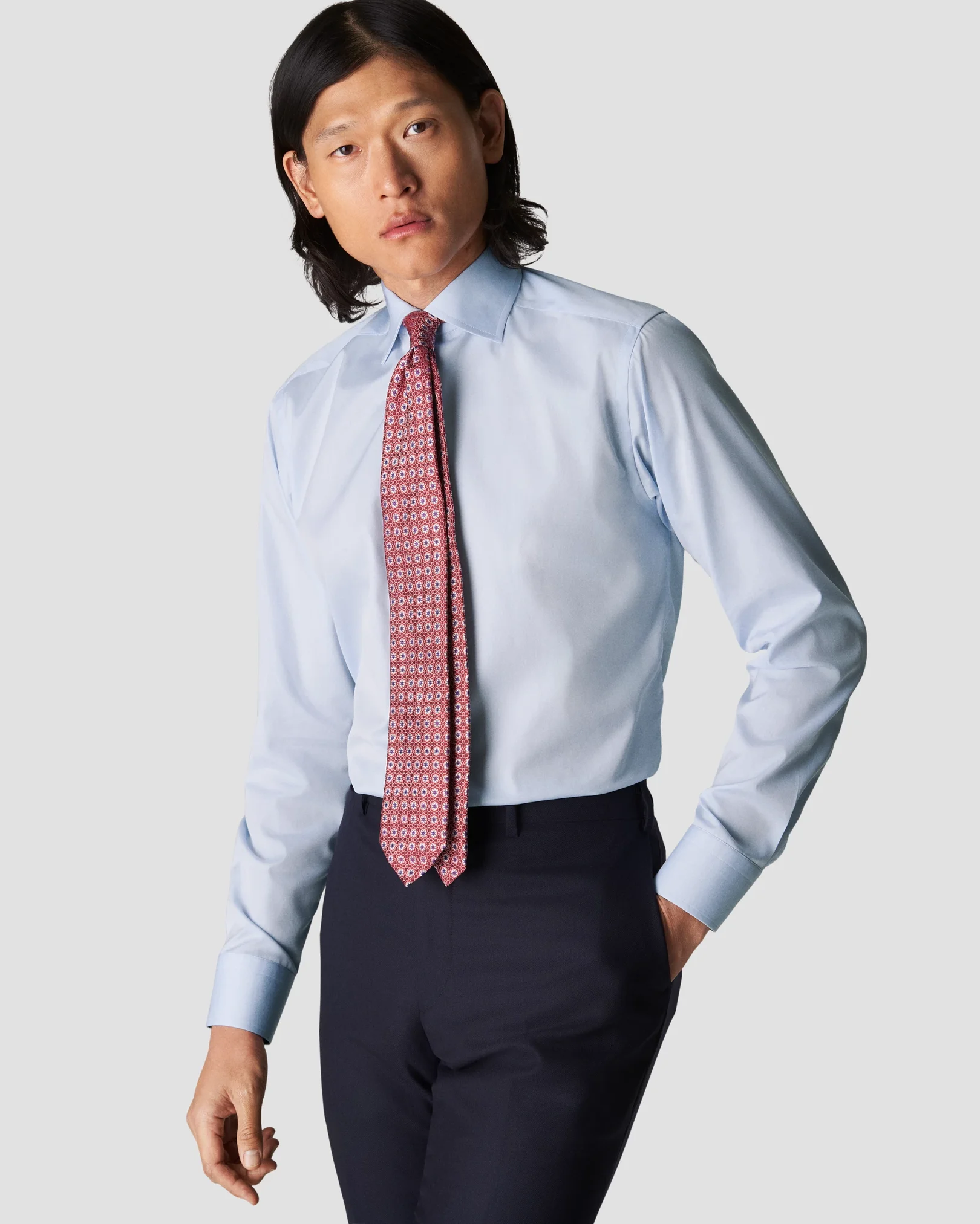 Eton - light blue poplin cutaway shirt