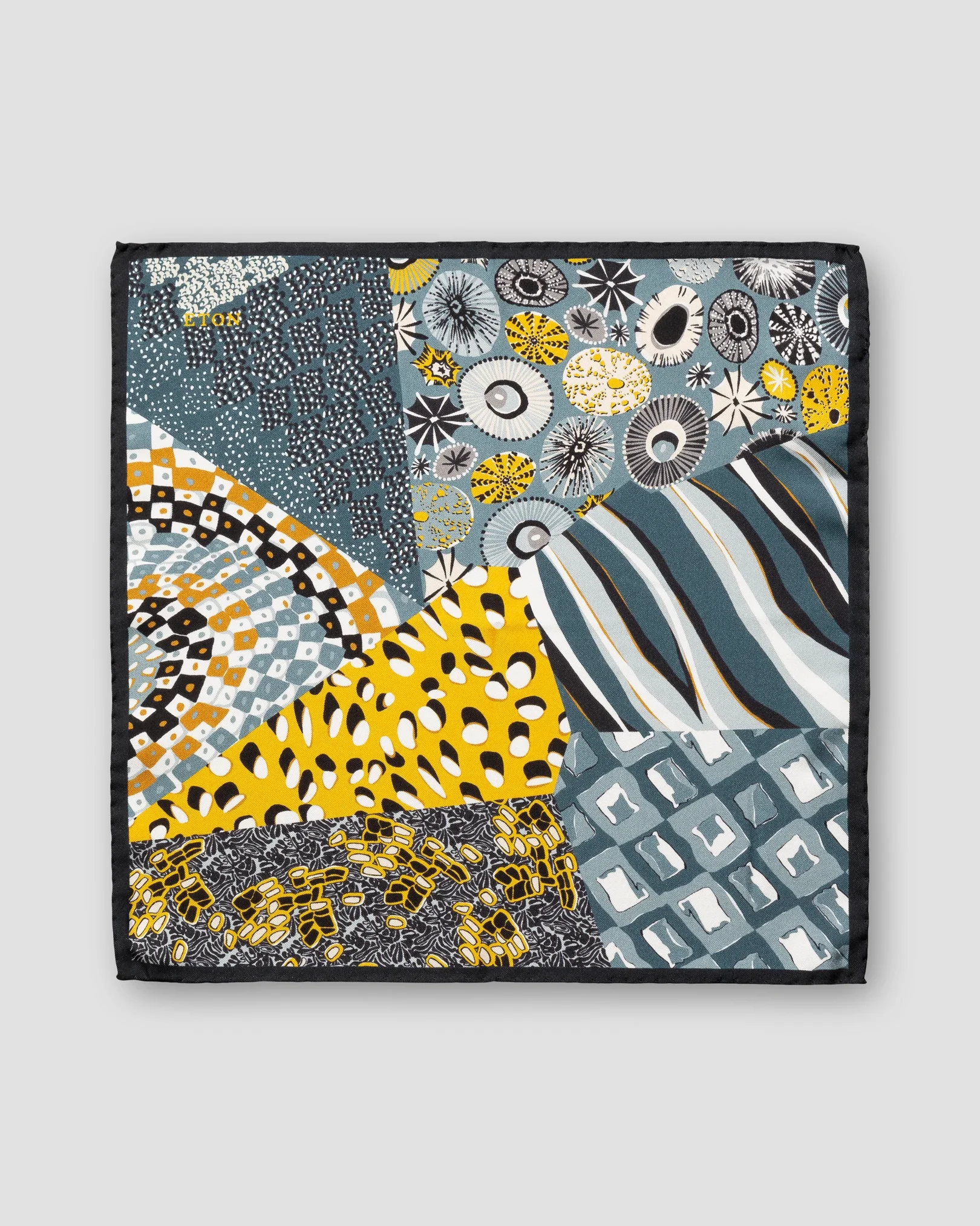Eton - gray abstract print silk pocket square