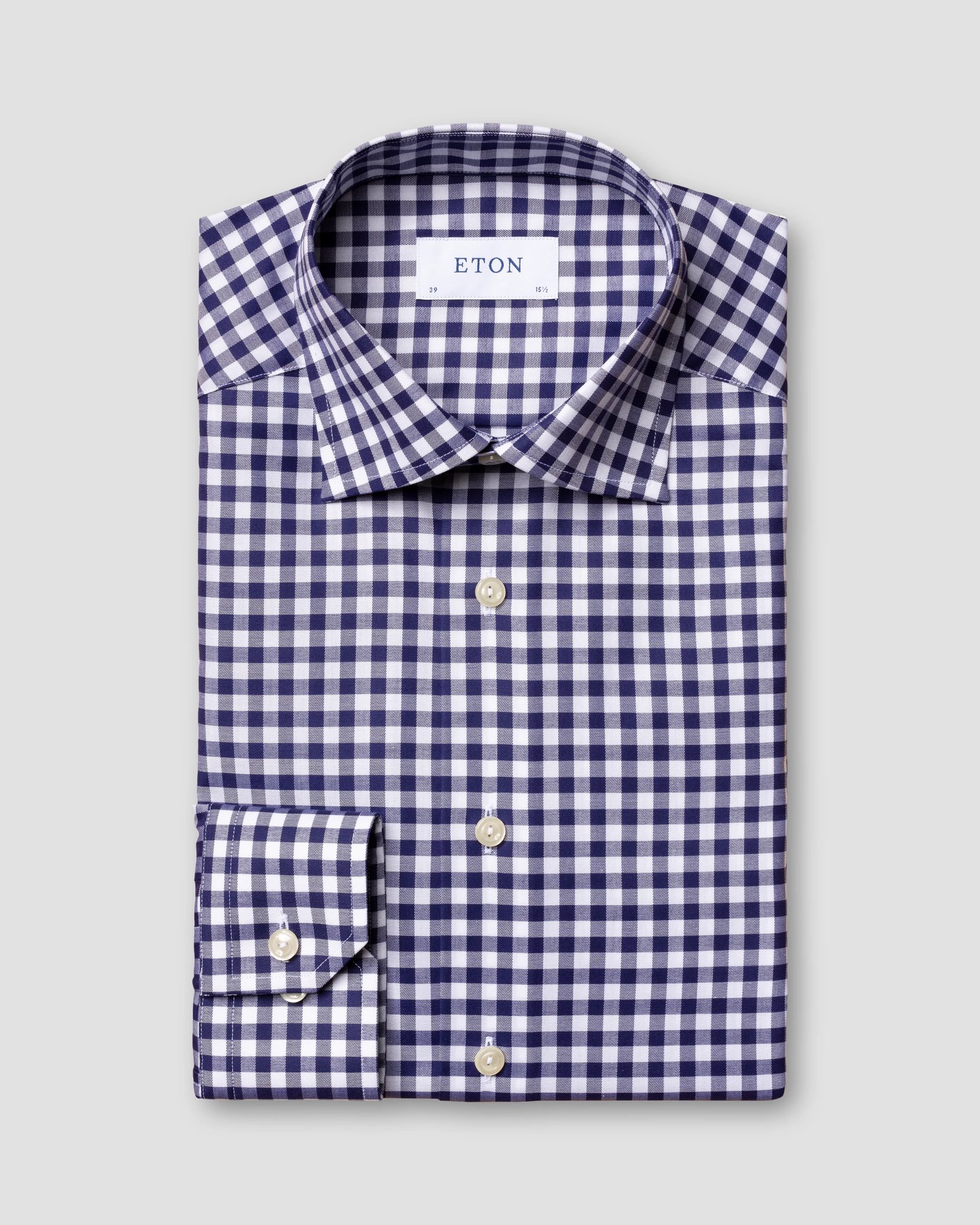 Eton - navy gingham check shirt