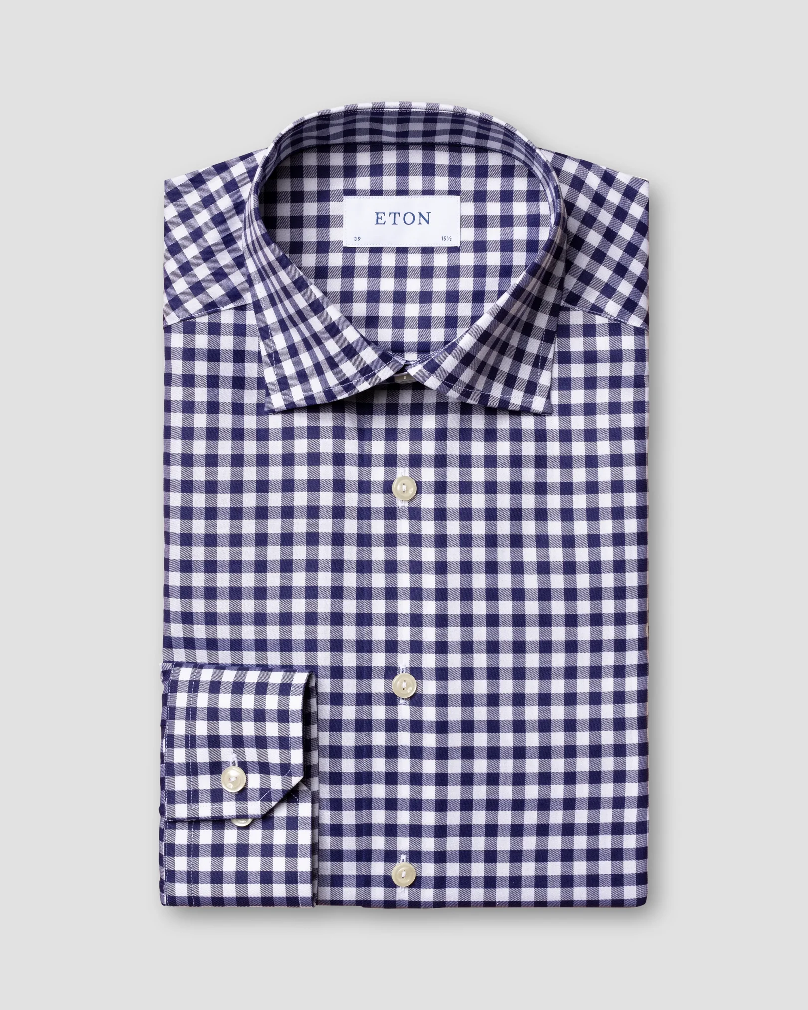 Eton - navy gingham check shirt