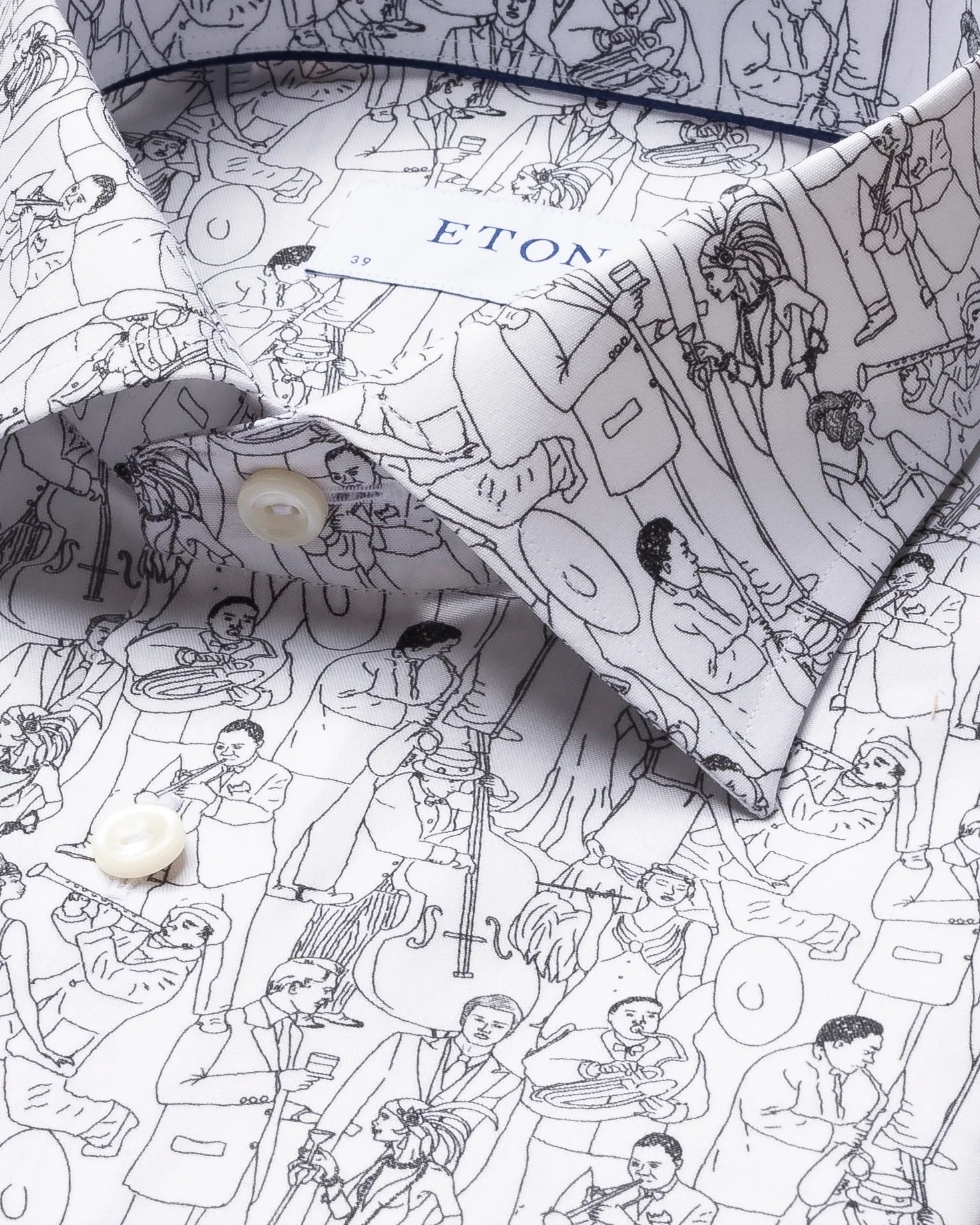Eton - jazz line drawing printed twill shirt