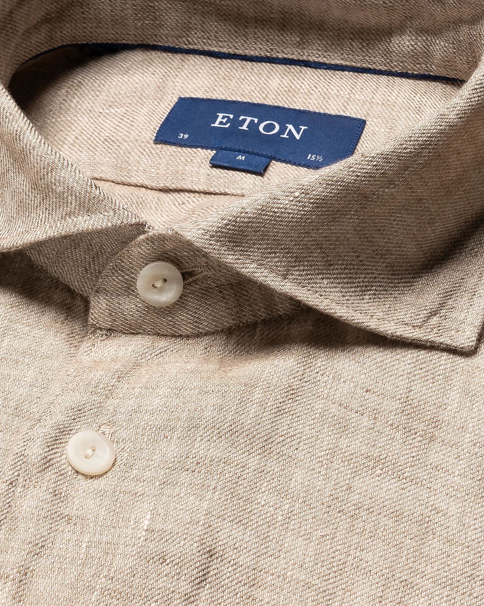 Eton - dark brown wide spread linen shirt
