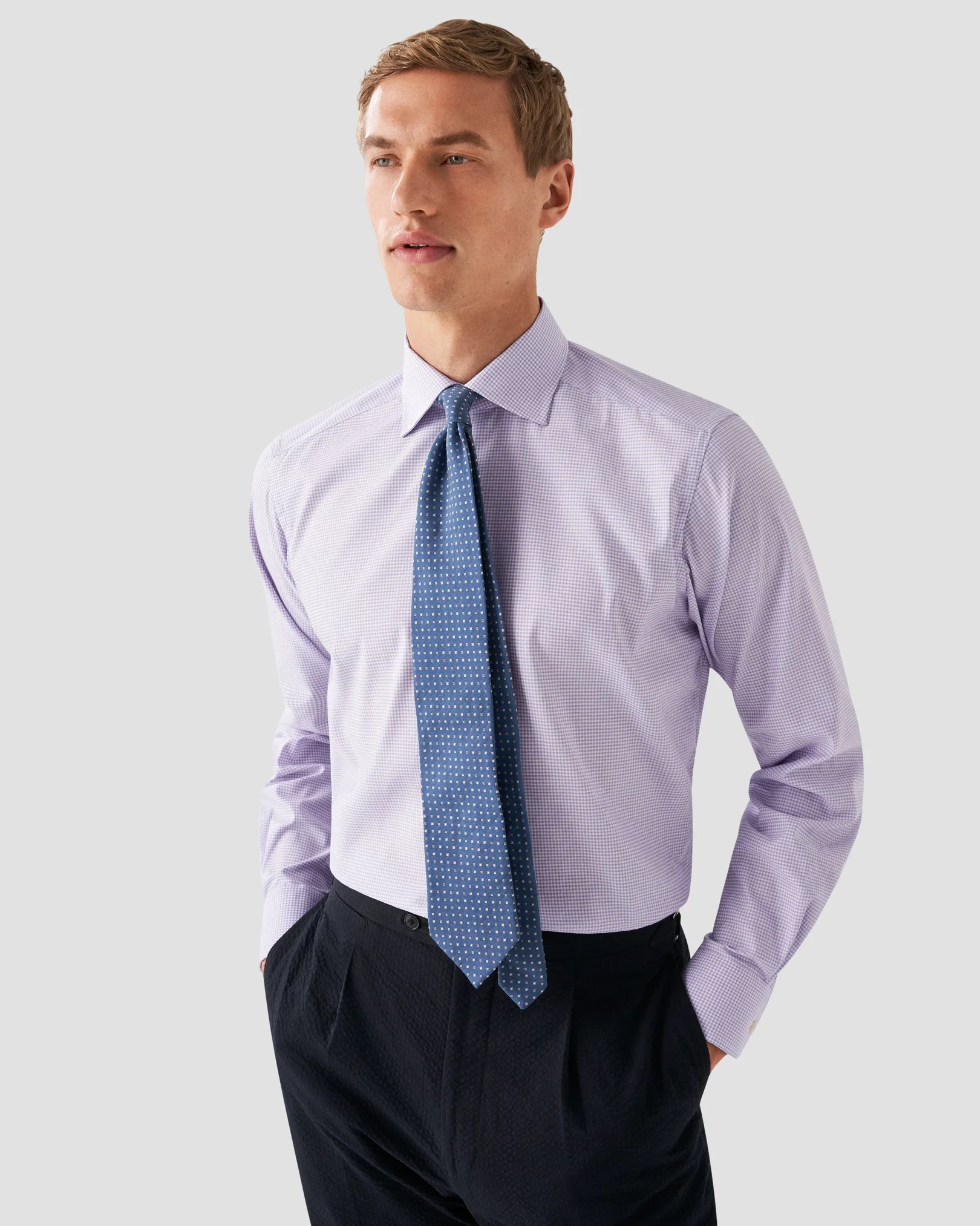 Eton - light purple twill cut away single contemporary