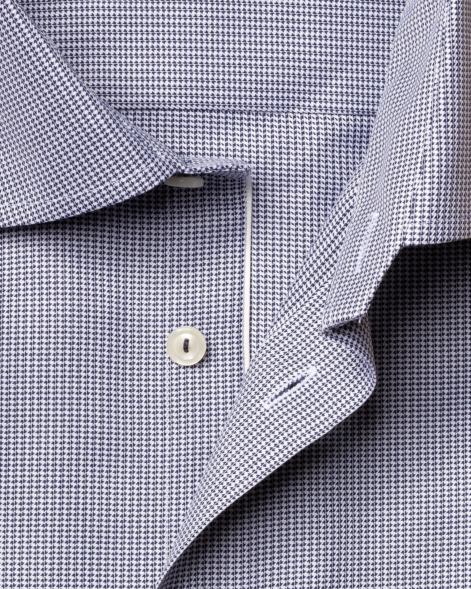 Eton - blue houndstooth stretch shirt cut away
