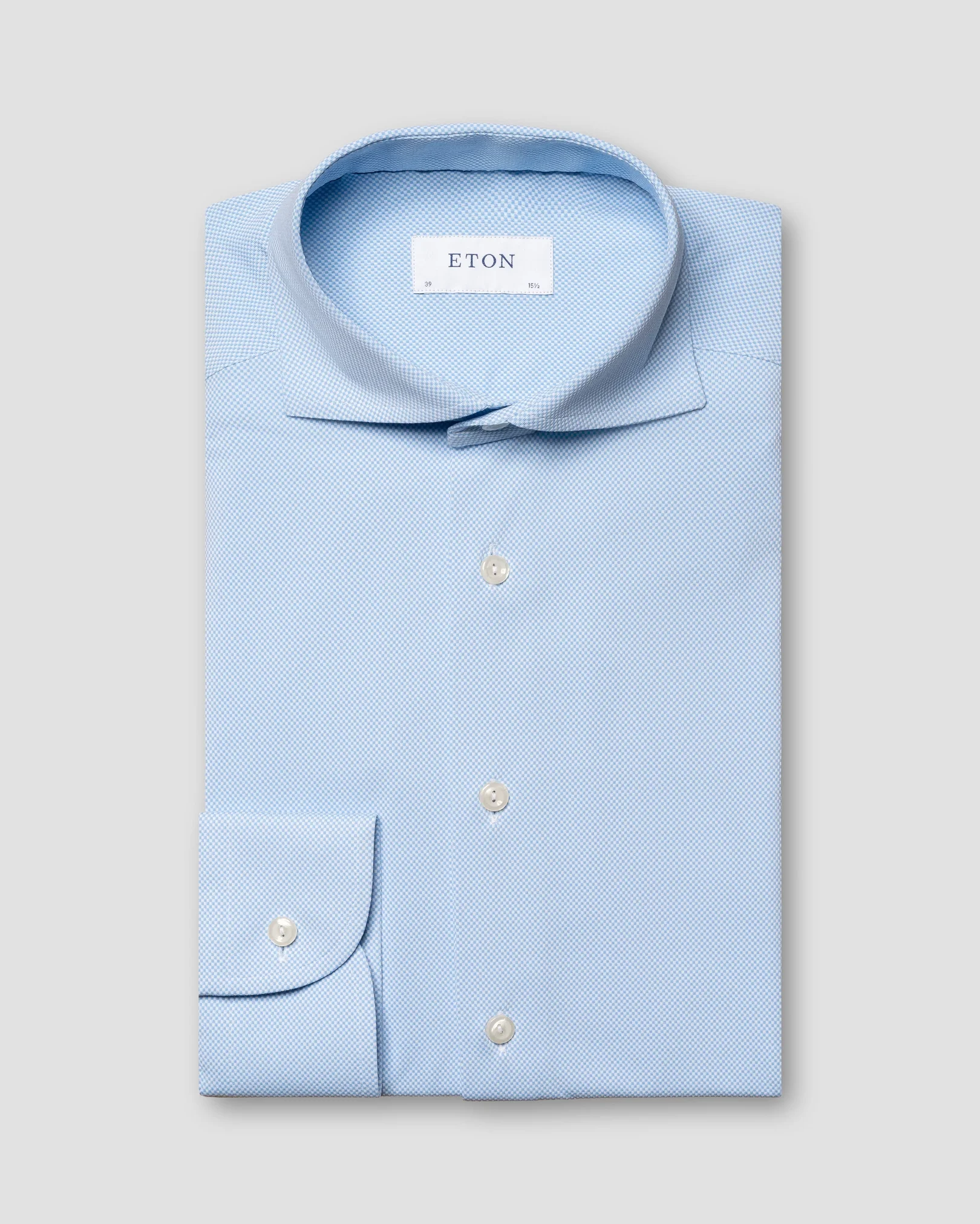 Eton - wide spread light blue stretch shirt