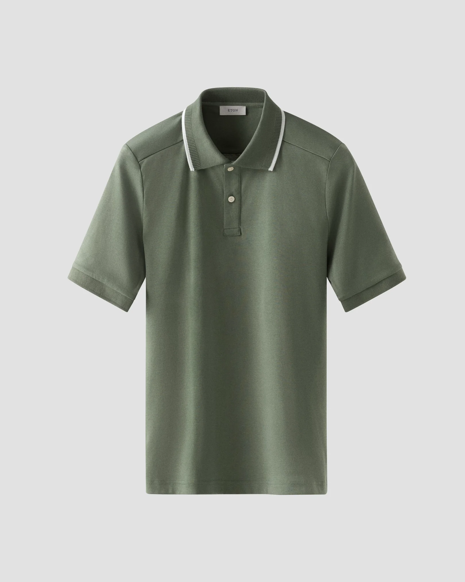 Eton - dark green cotton interlock polo shirt