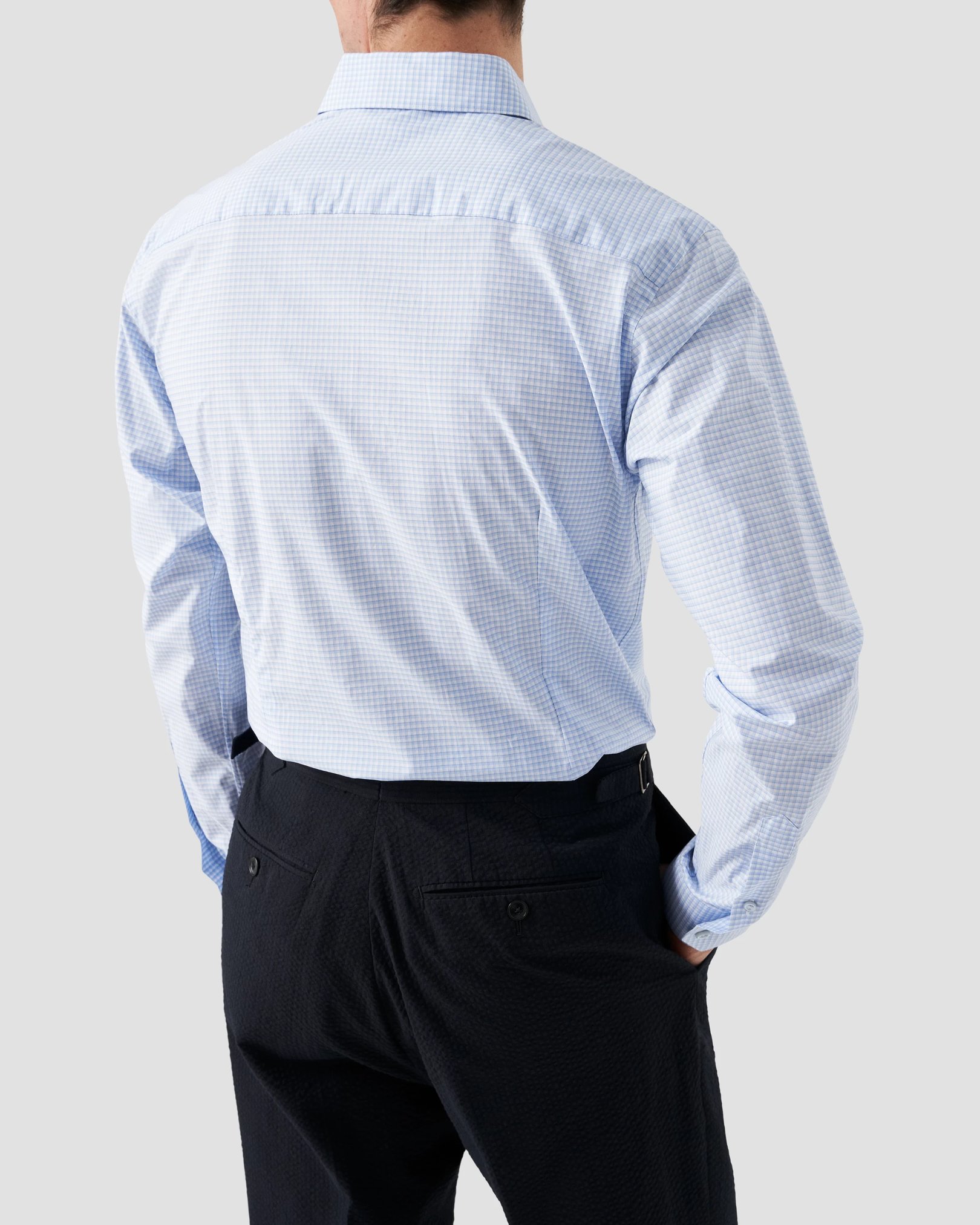 Eton - elevated checked poplin shirt