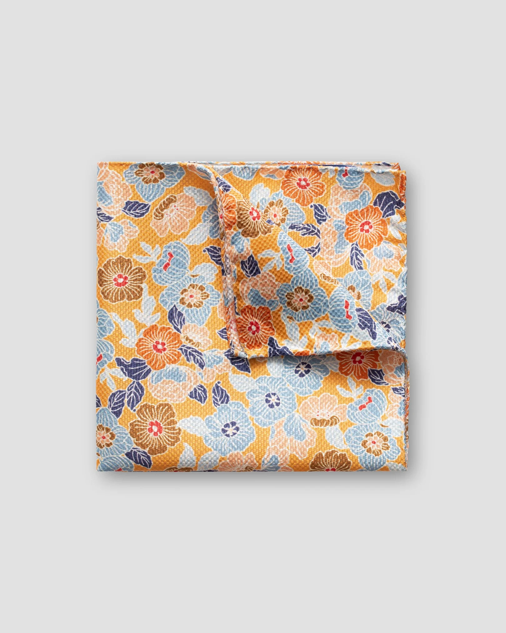 Eton - orange retro flower print pocket square