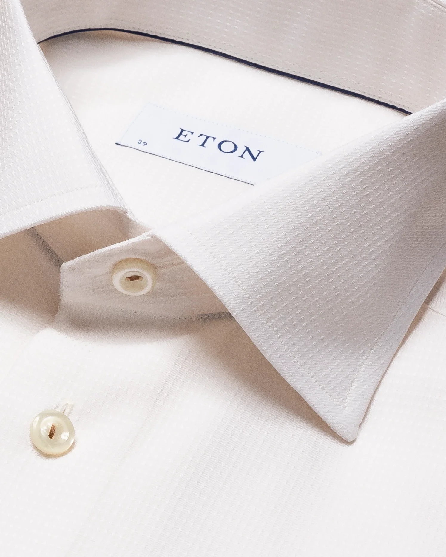 Eton - off white pin dot twill shirt