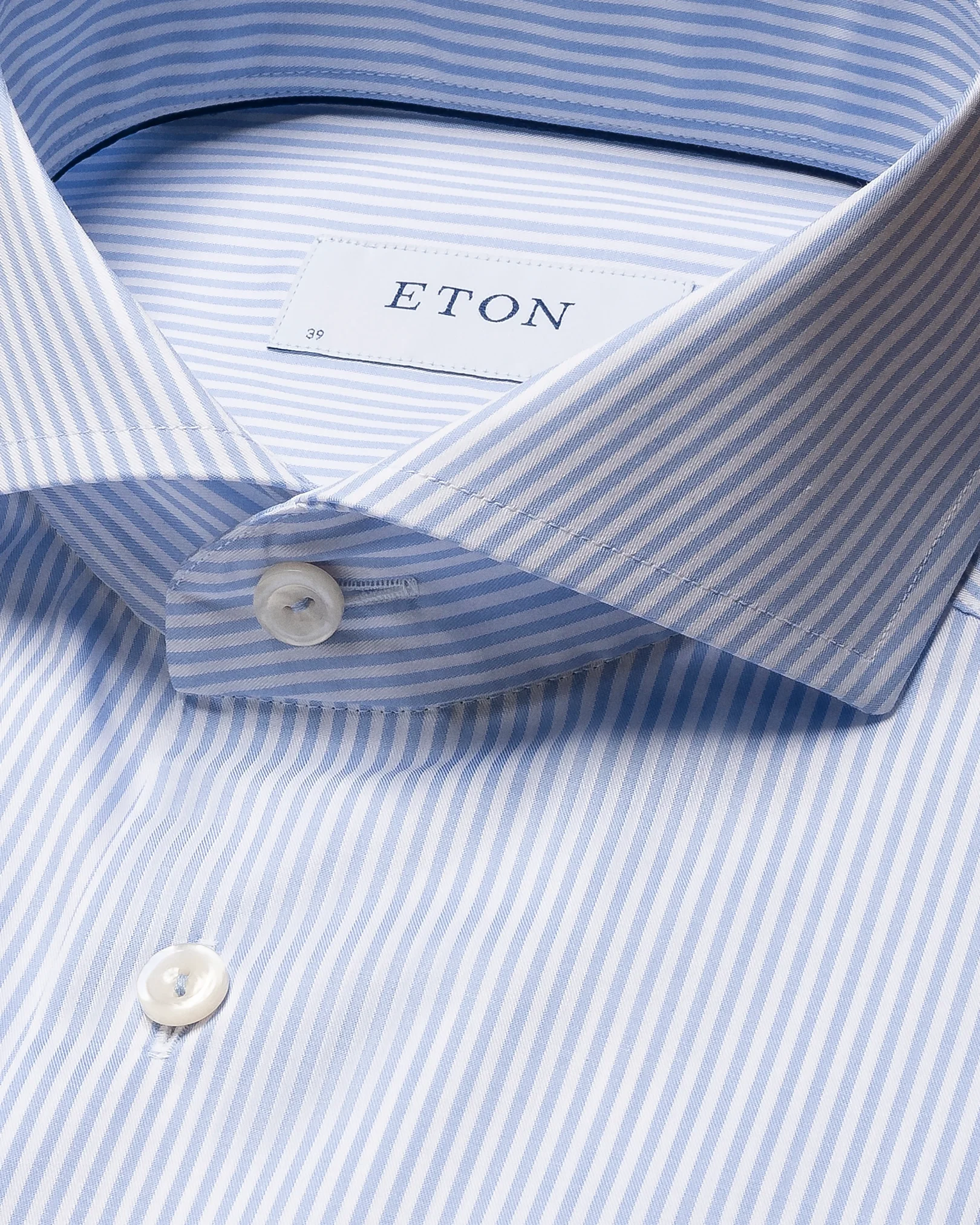 Eton - striped light blue twill shirt