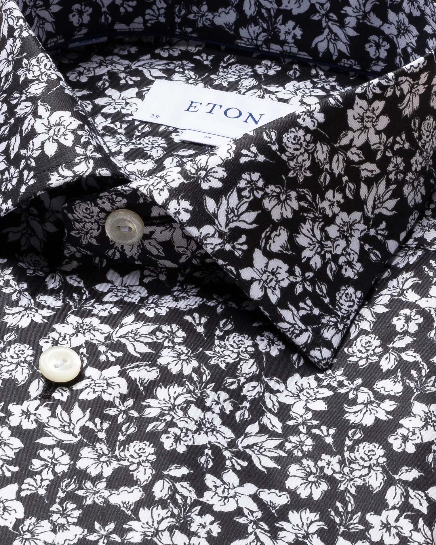 Eton - black white flowers shirt