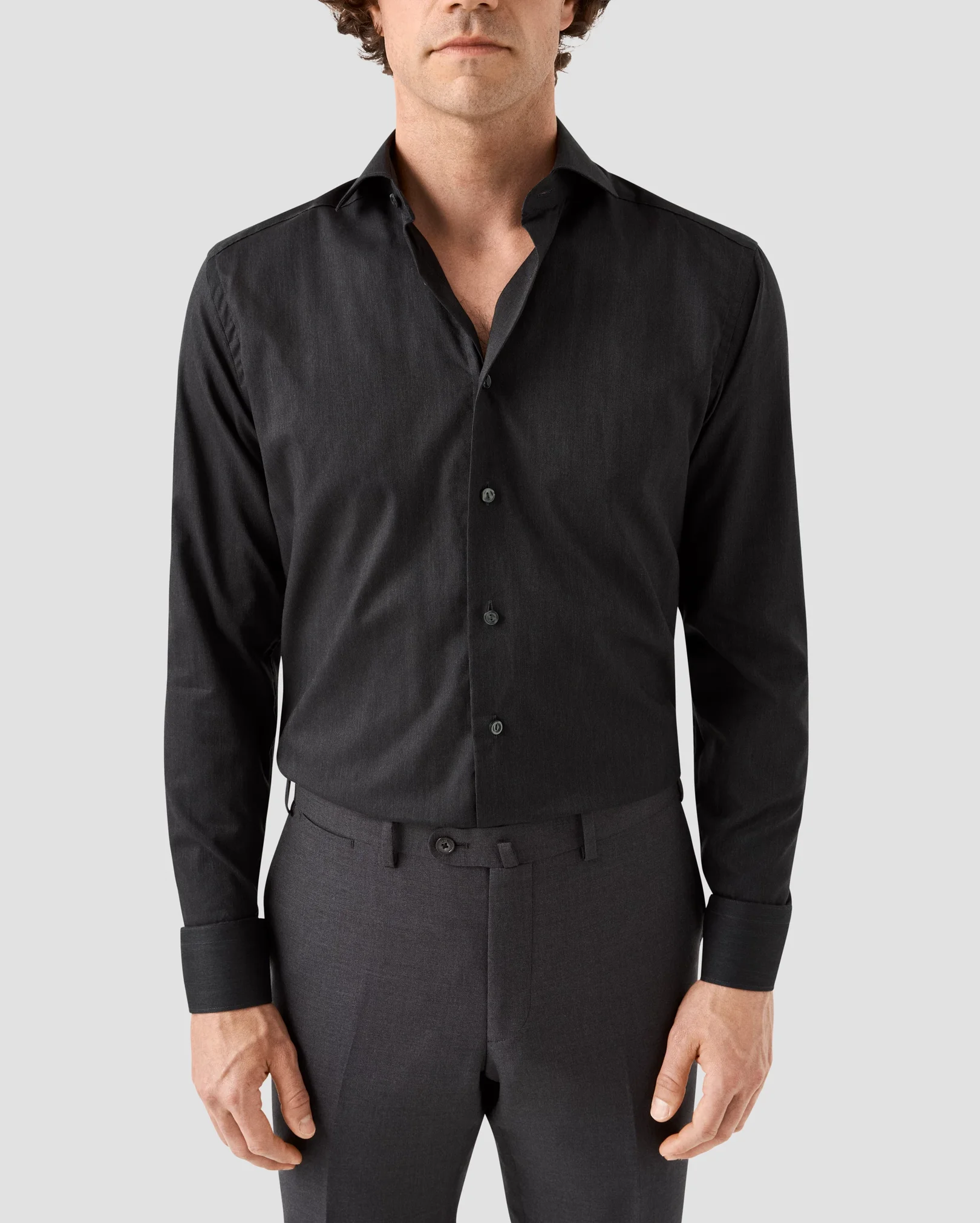 Eton - dark grey flanell widespread collar