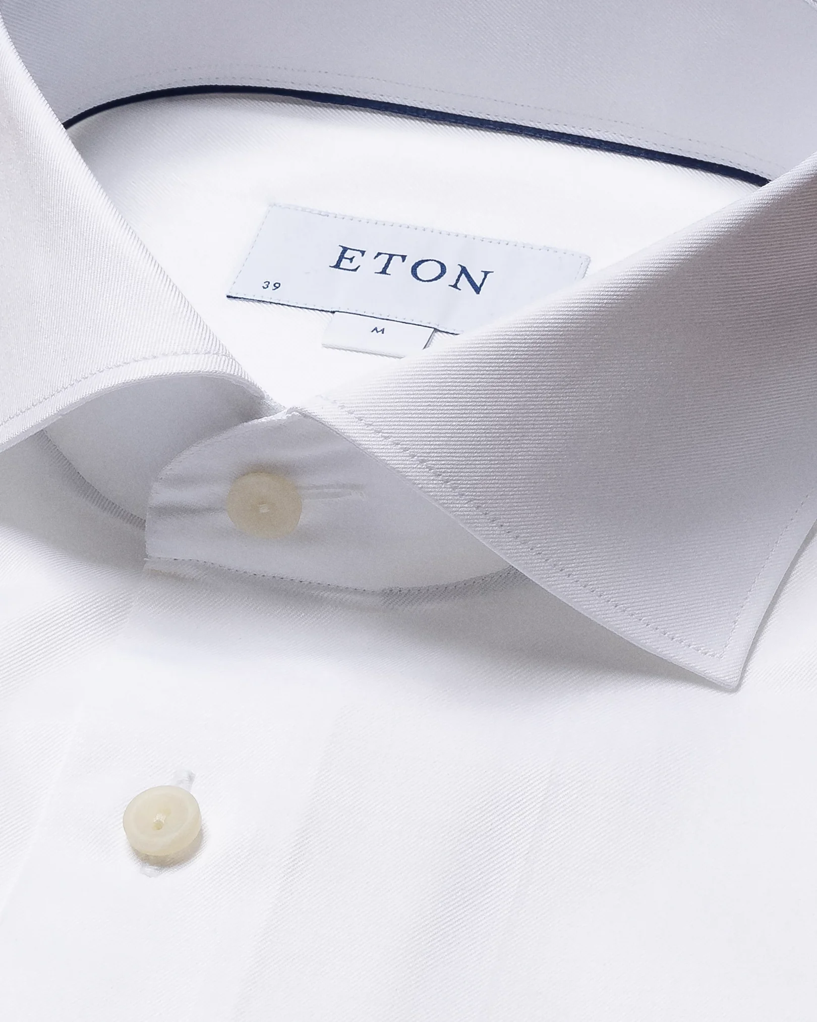 Eton - white signature twill wide spread rounded single one buttonhole slim