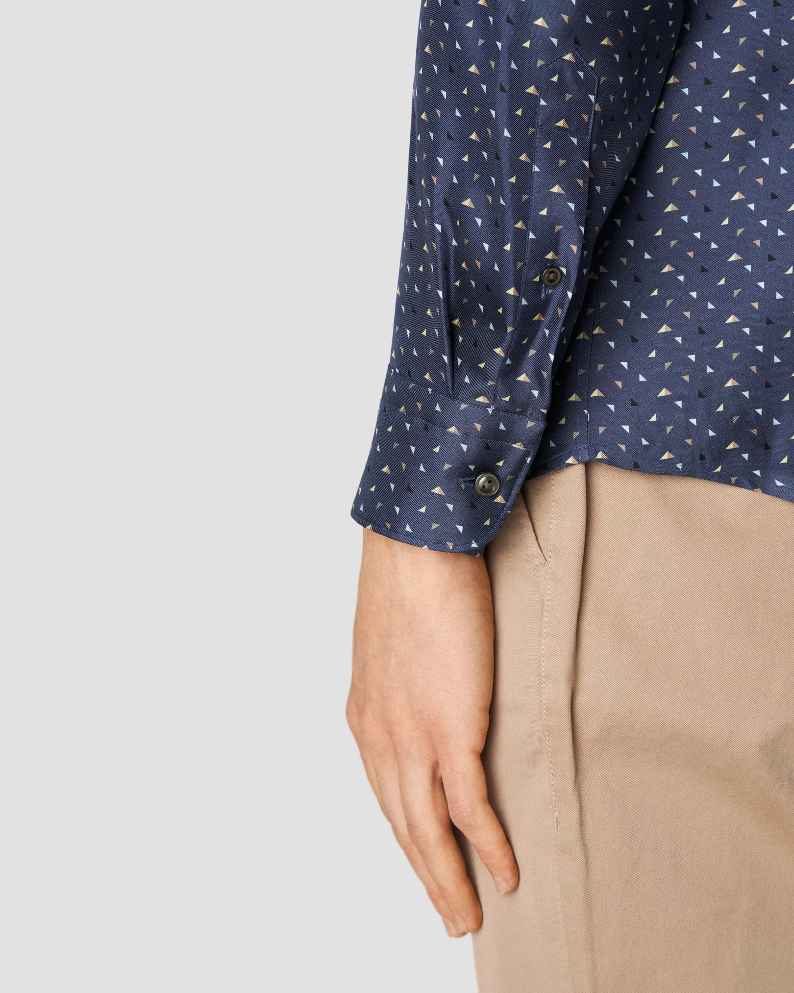 Eton - navy blue silk twill geometric print
