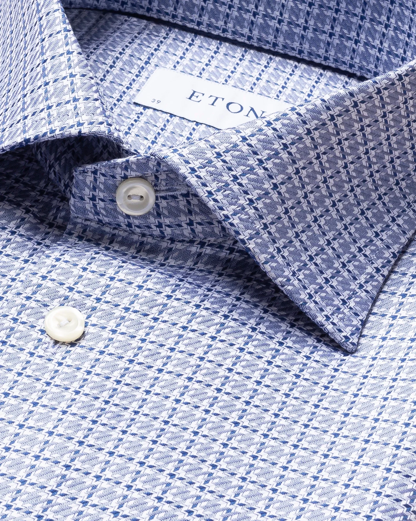 Eton - navy 3d plaid king twill shirt