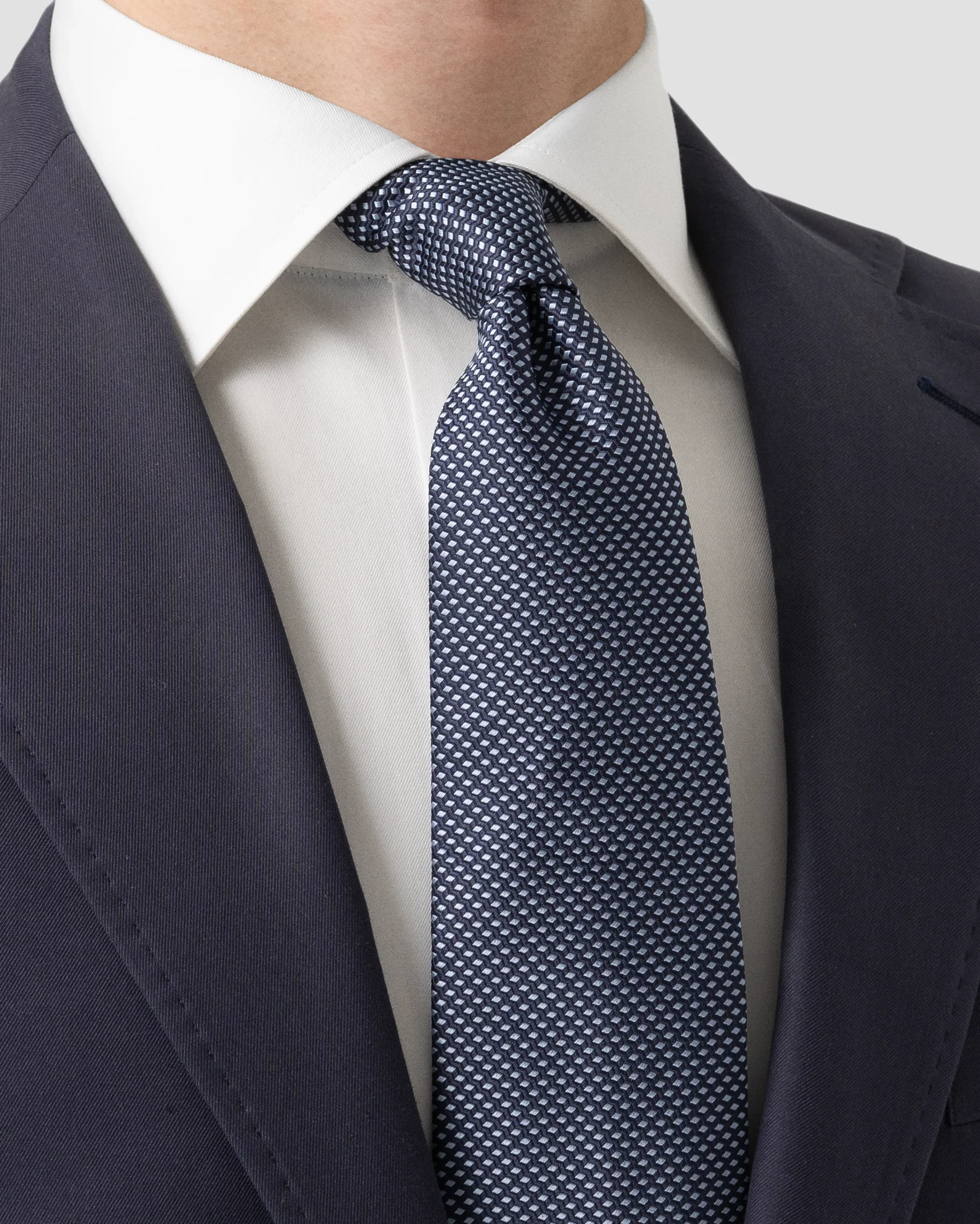 Eton - navy geometric woven silk tie
