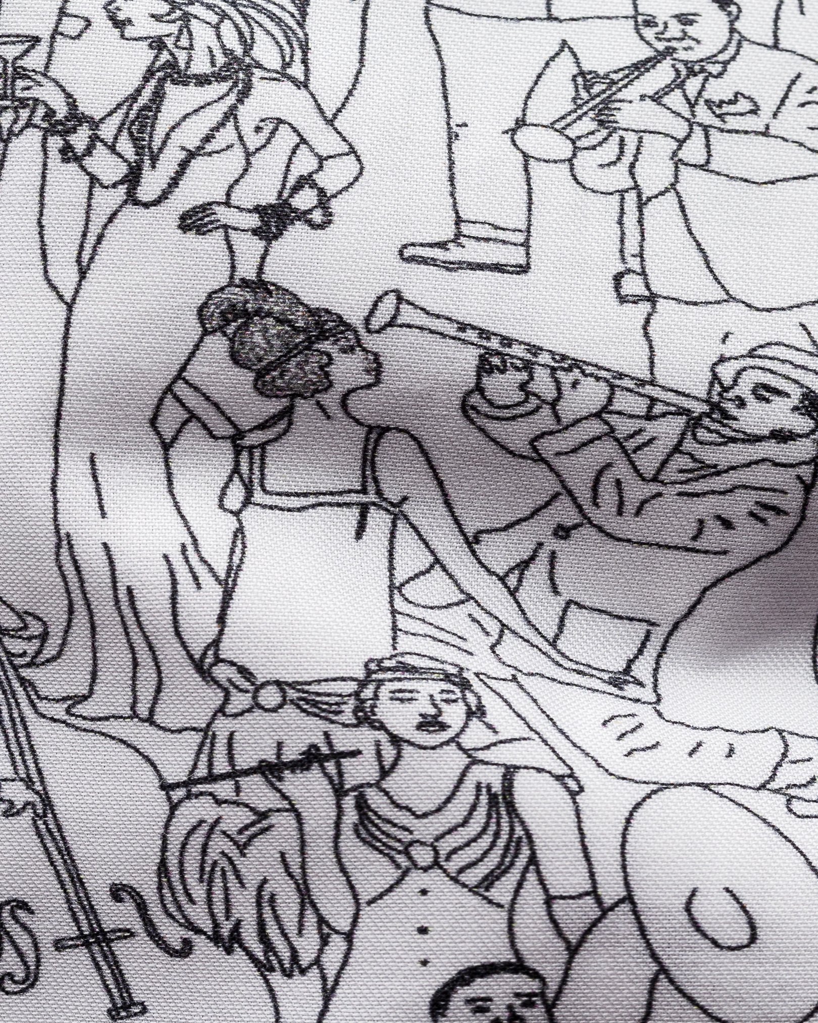 Eton - jazz line drawing printed twill shirt