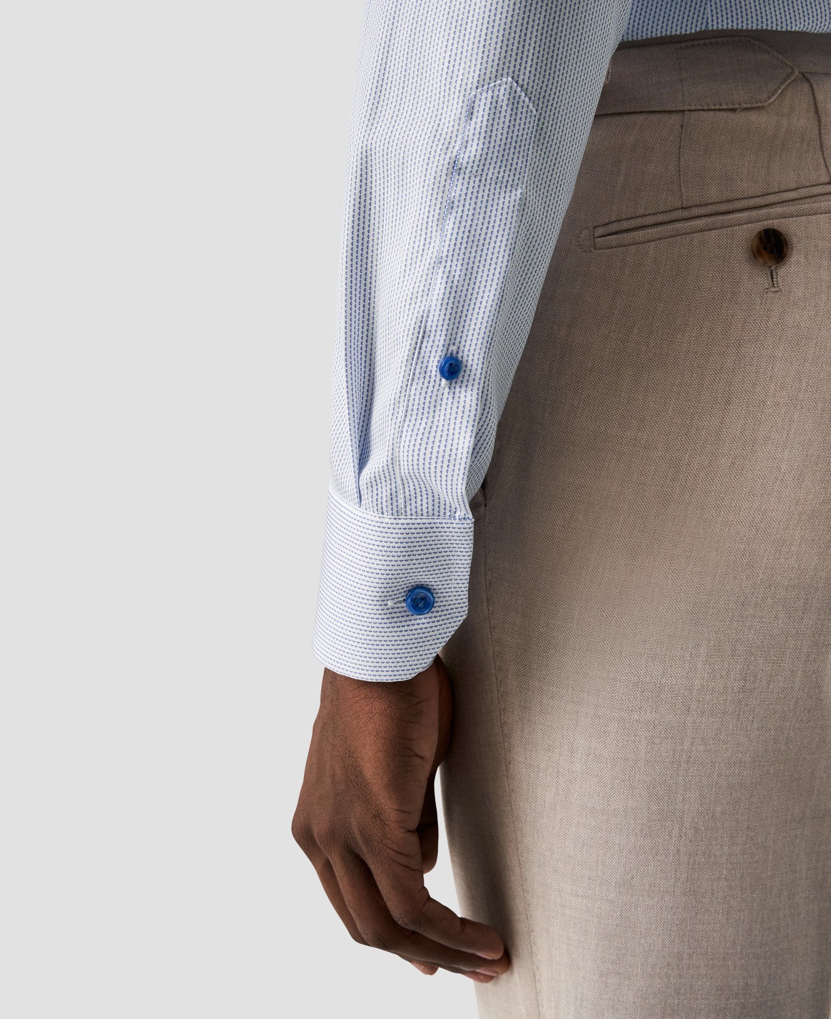 Eton - mid blue micro printed poplin