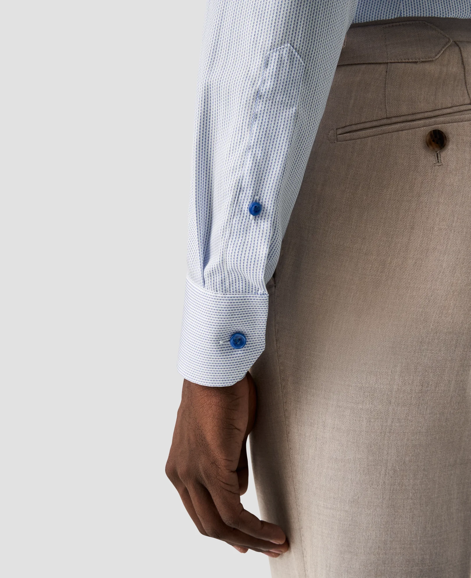 Eton - mid blue micro printed poplin