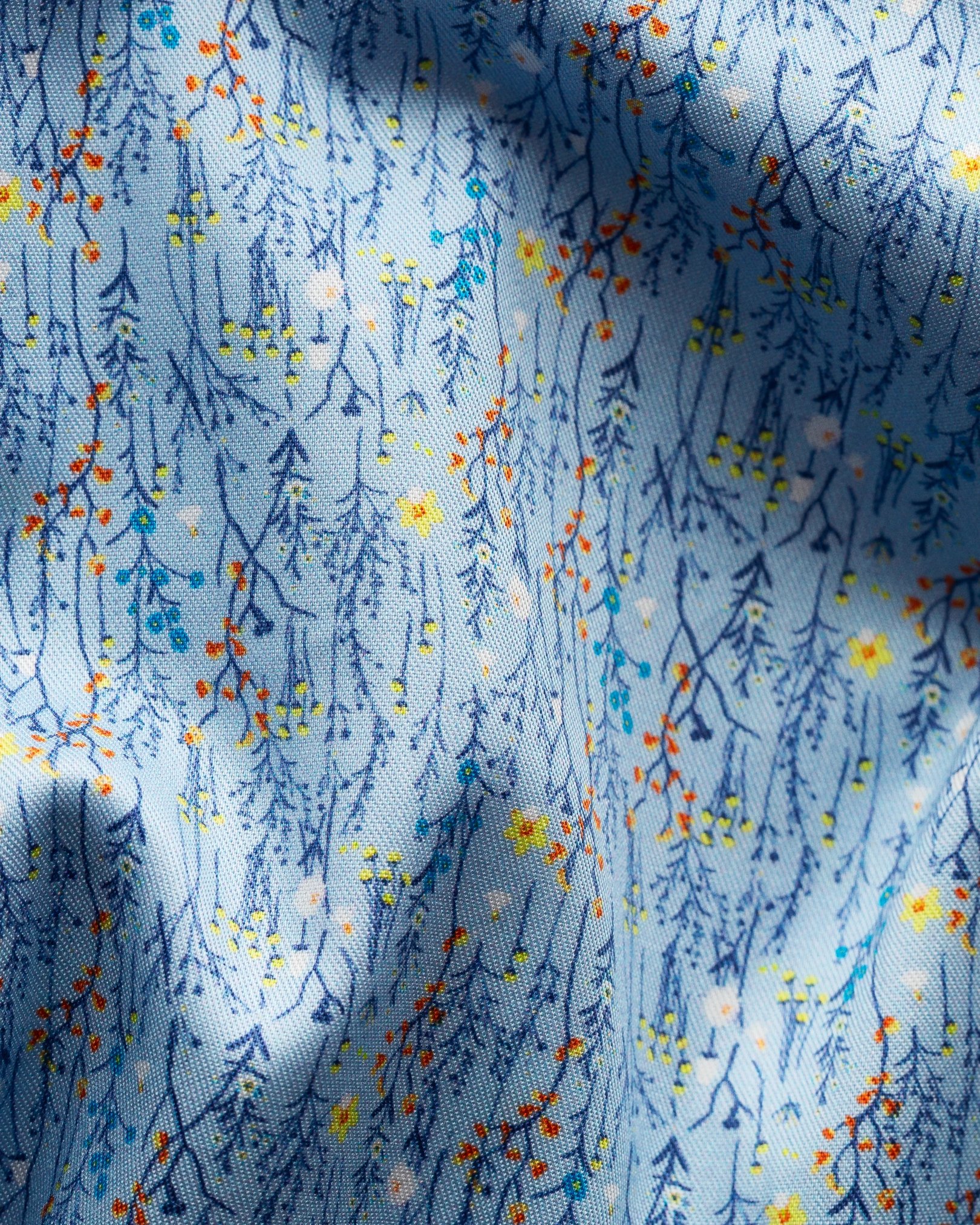 Eton - light blue flower printed signature twill shirt
