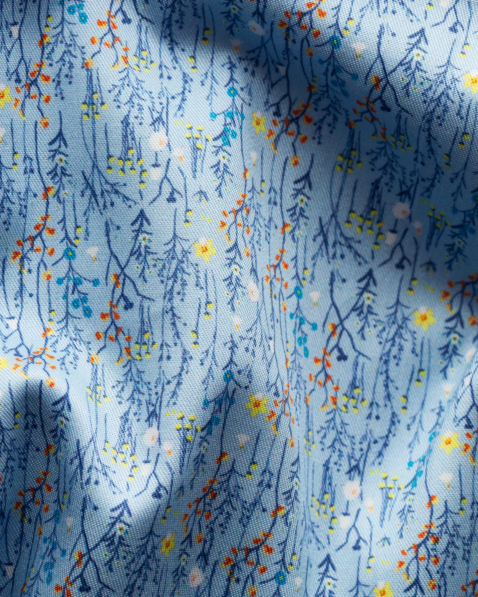 Eton - light blue flower printed signature twill shirt