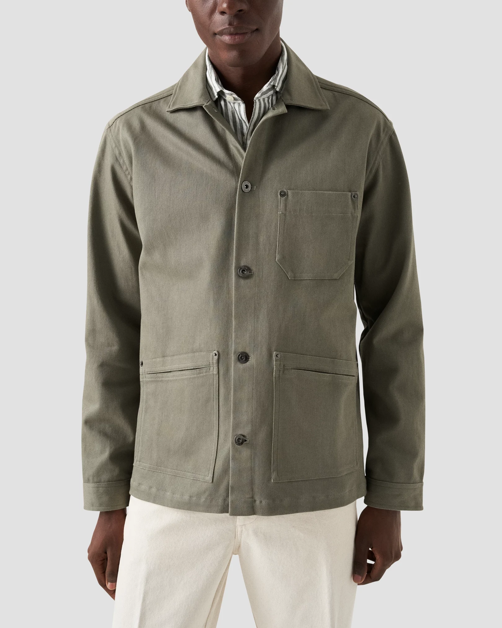 Eton - mid green turndown collar overshirt