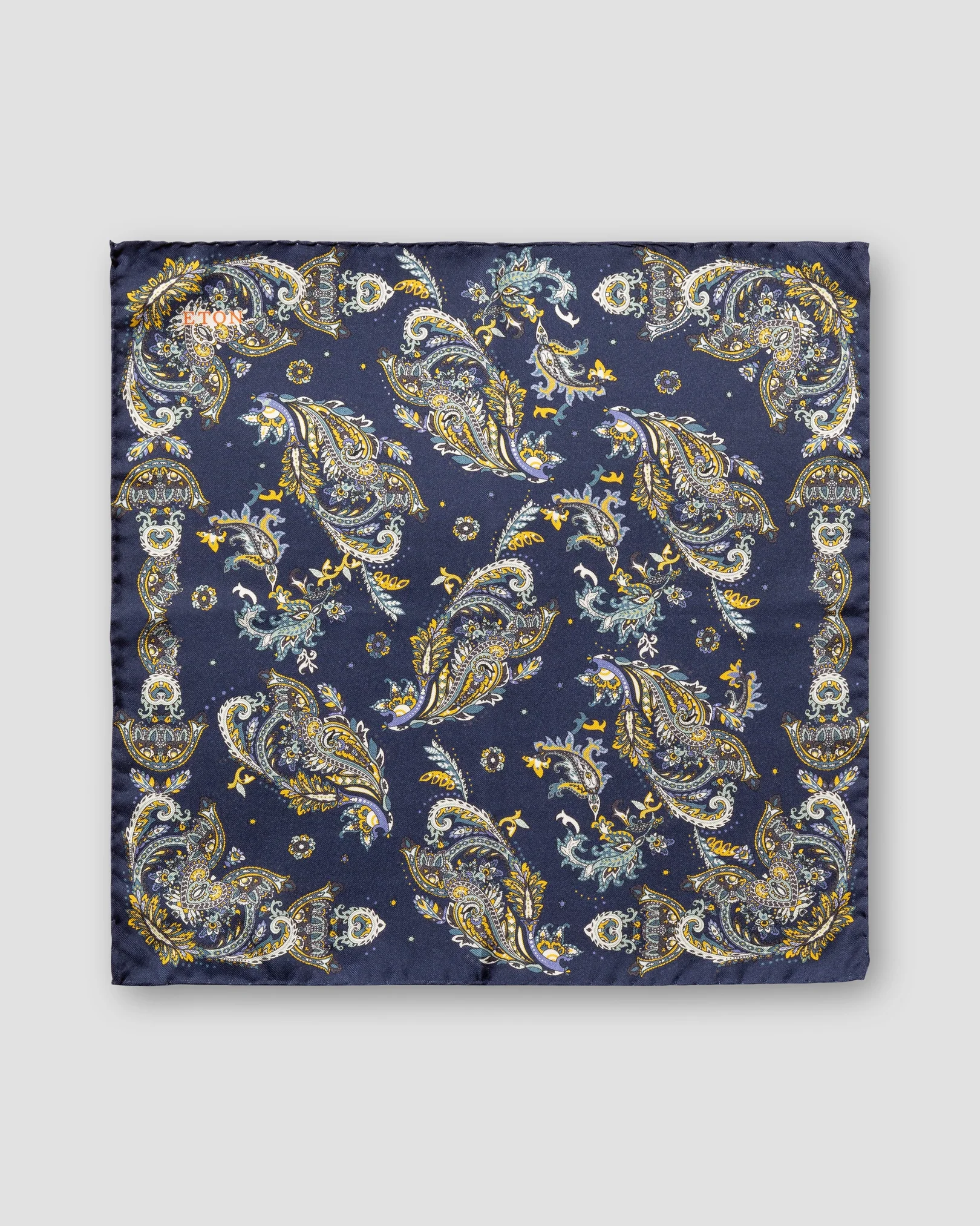 Eton - navy detailed paisley pocket square