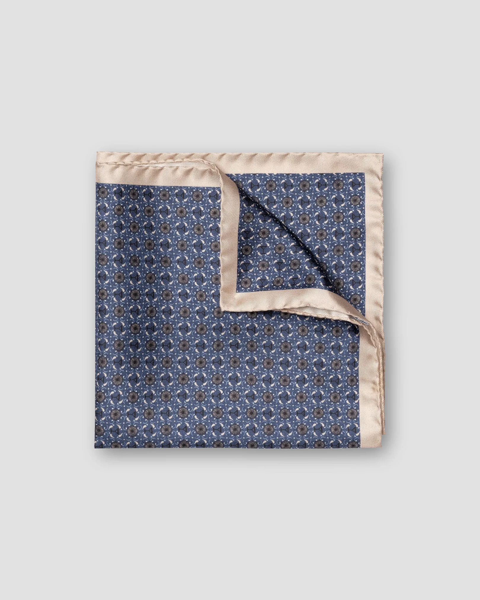 Eton - navy blue geometric silk pocket square