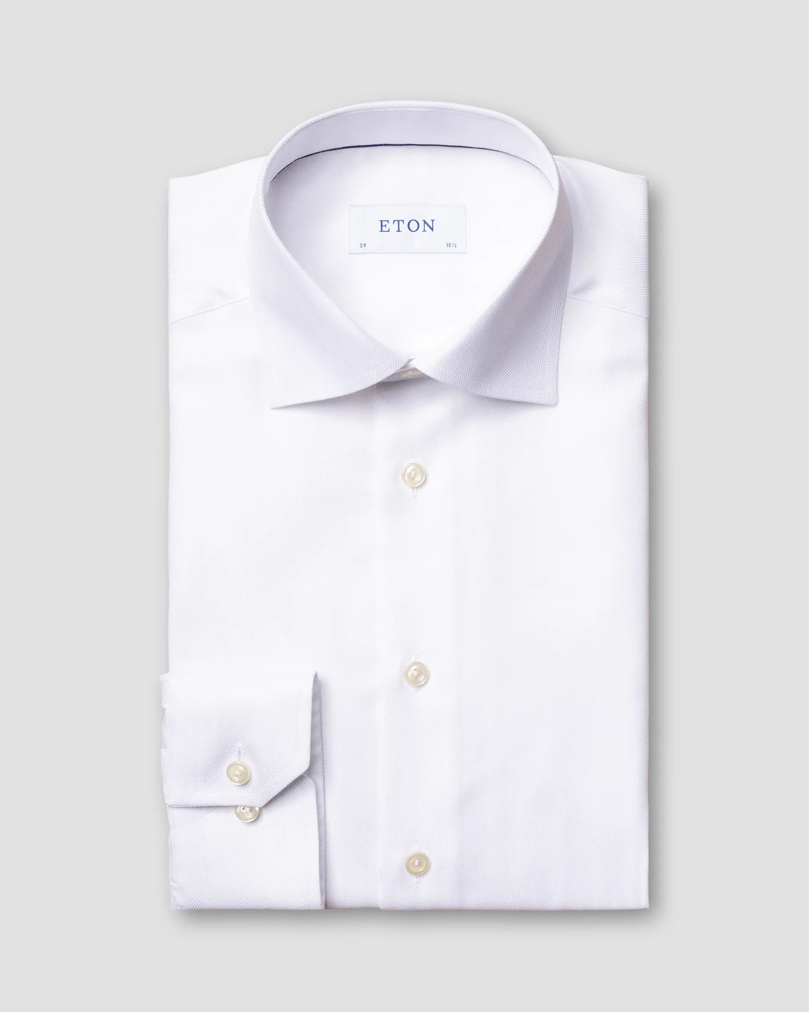 Eton - white herringbone twill shirt