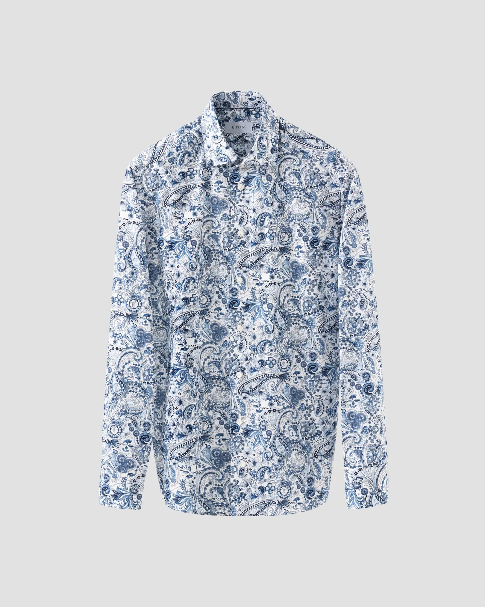Eton - light blue twill floral paisley shirt
