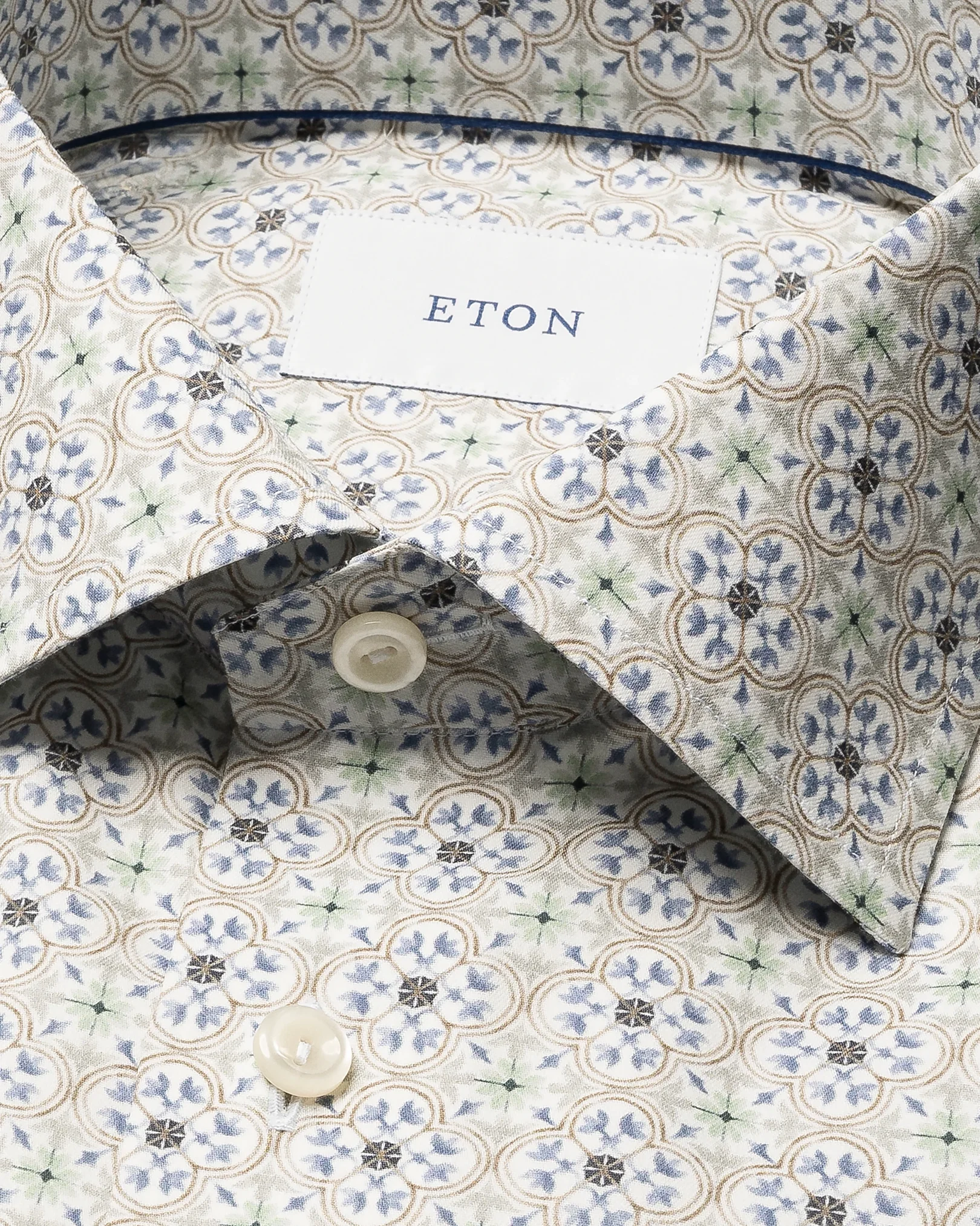 Eton - light blue motif cotton and tencel tm lyocell shirt