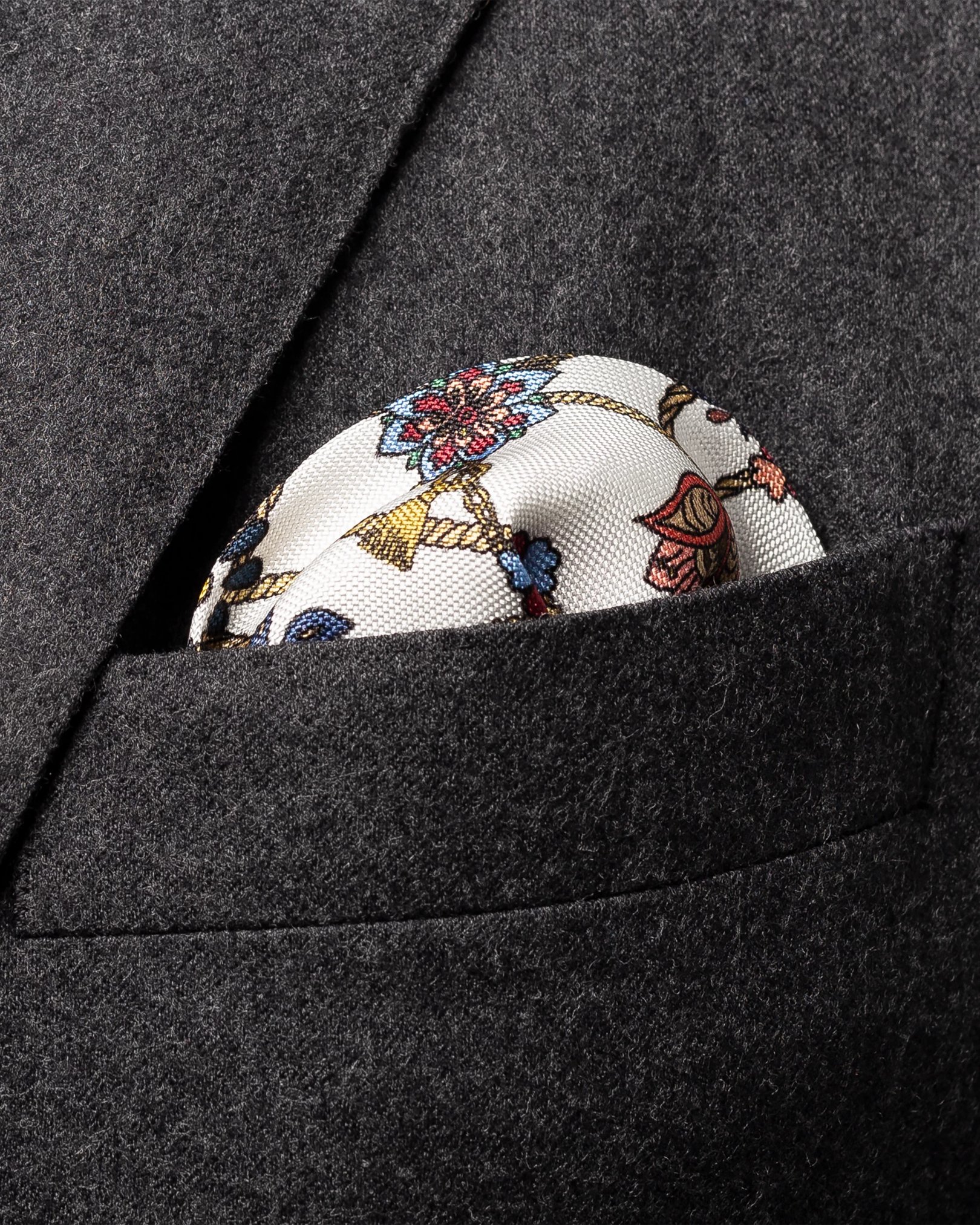 Eton - red chandelier print silk pocket square