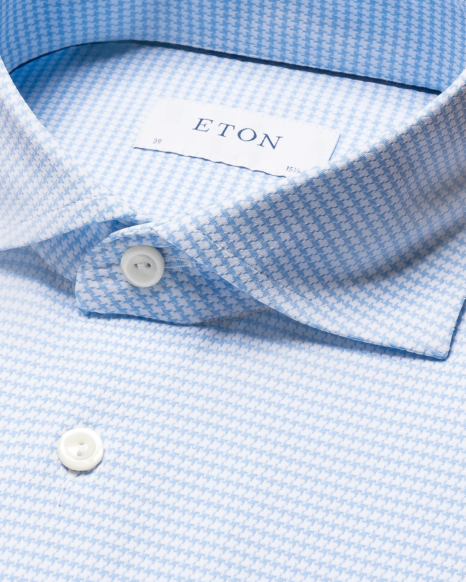 Eton - light blue stretch wide spread collar rounded single slim fit