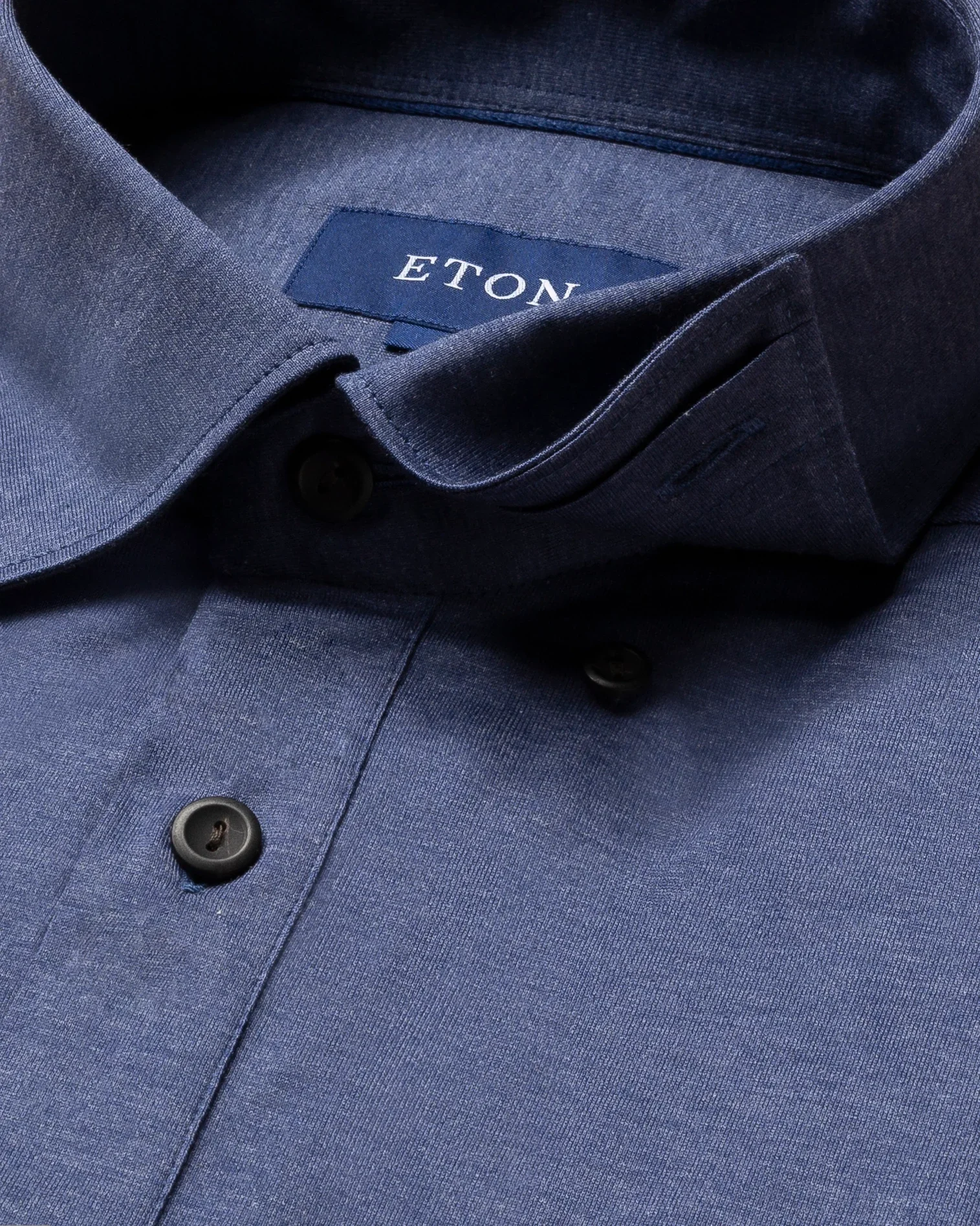 Eton - navy jersey popover shirt short sleeved
