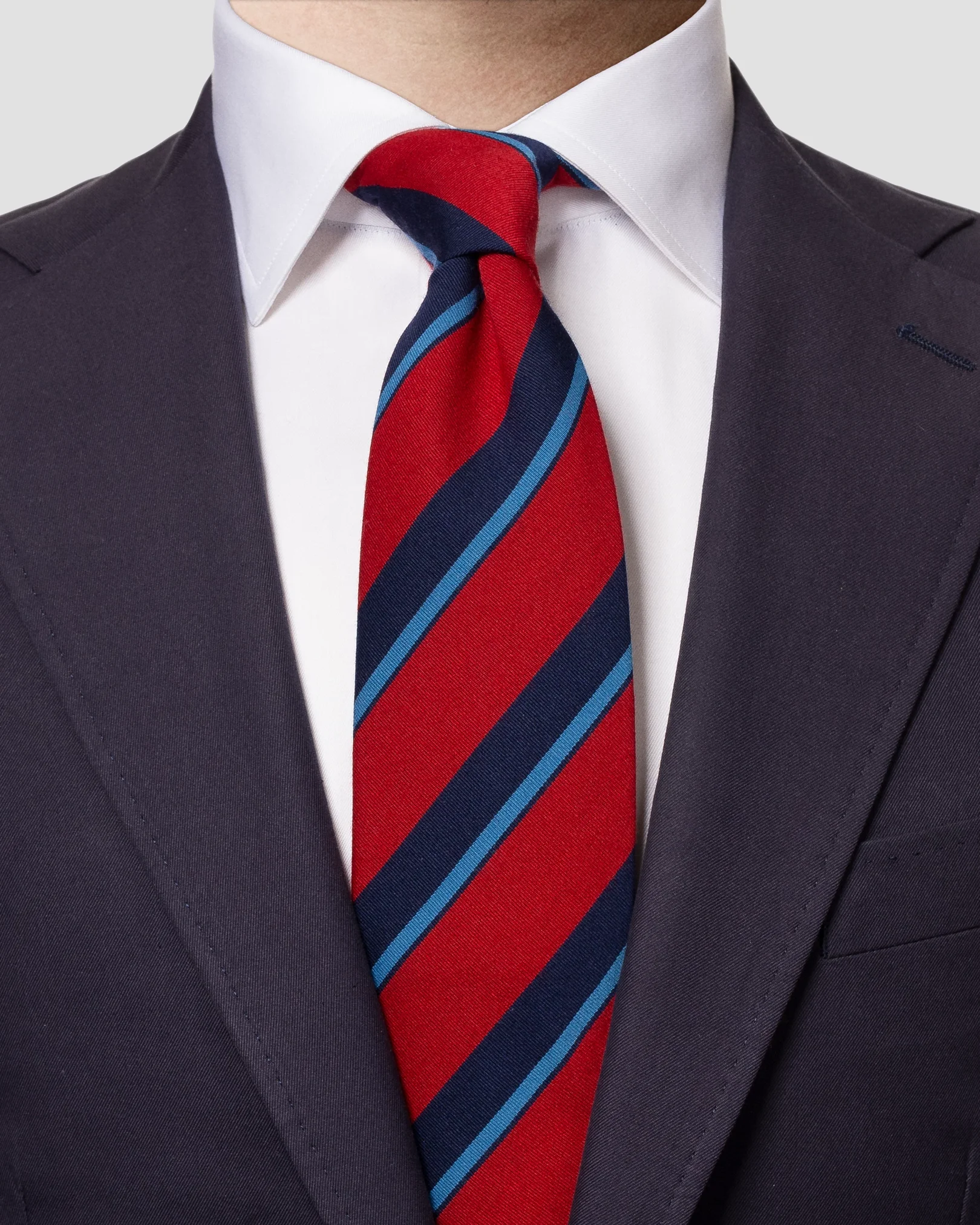 Eton - red and blue striped wool cotton tie