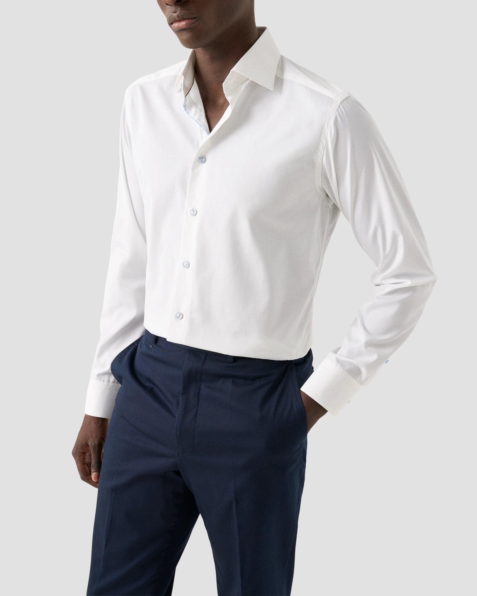 Eton - white solid elevated poplin shirt
