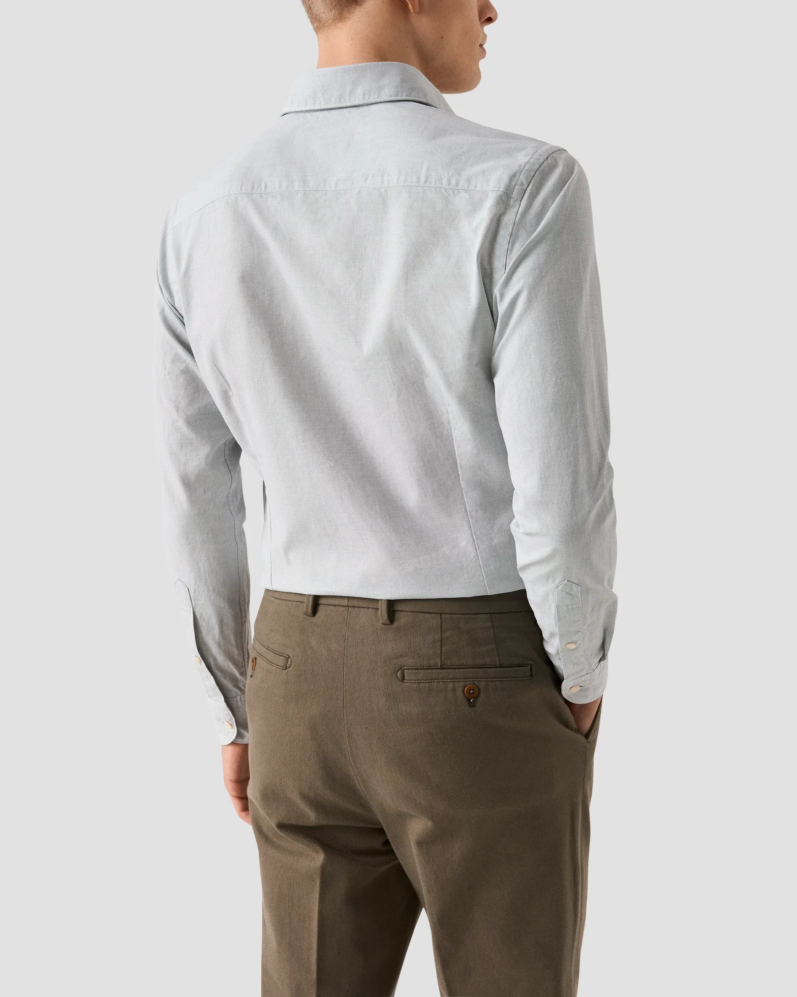 Eton - solid royal oxford shirt brown