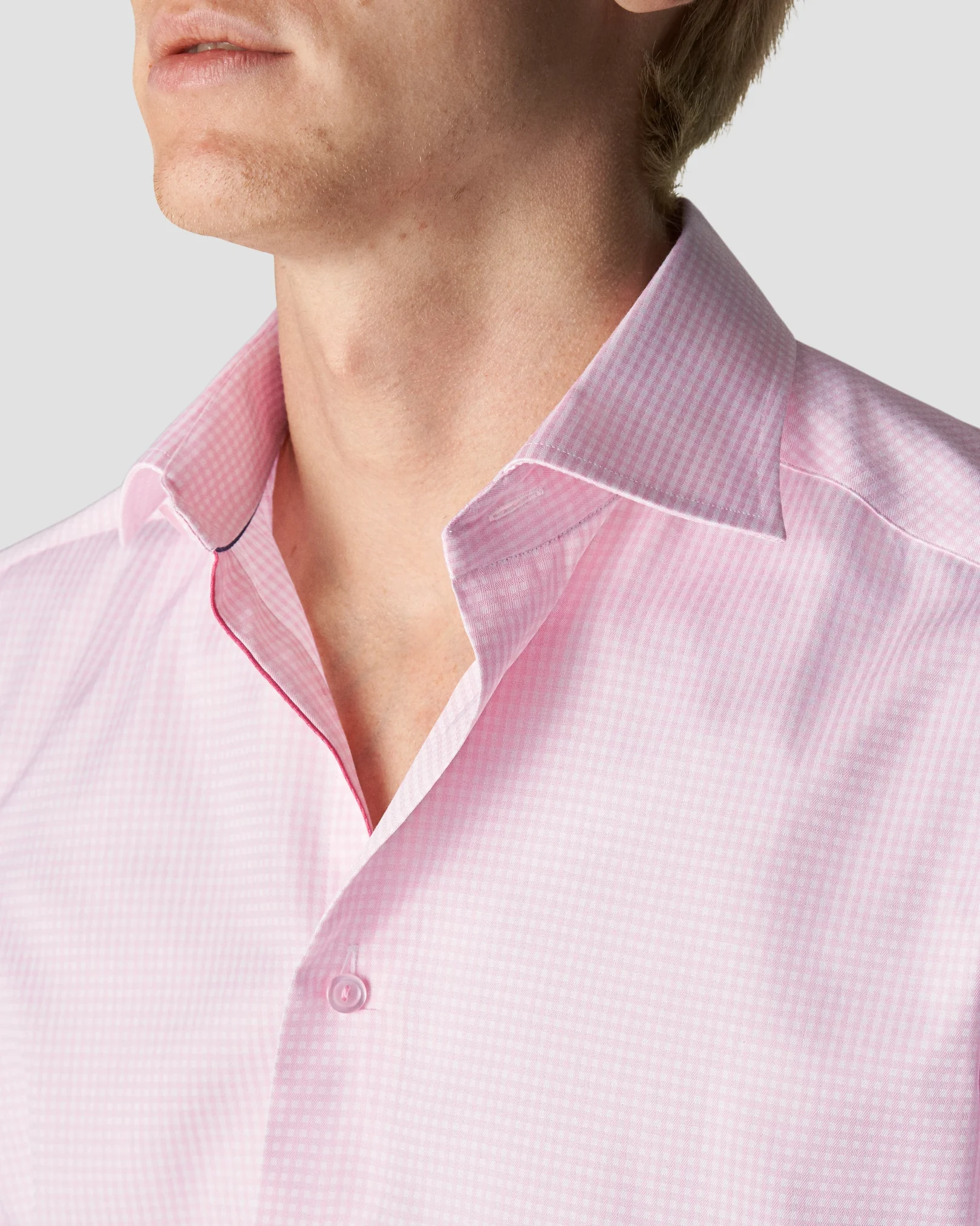 Eton - pink signature twill summer checked