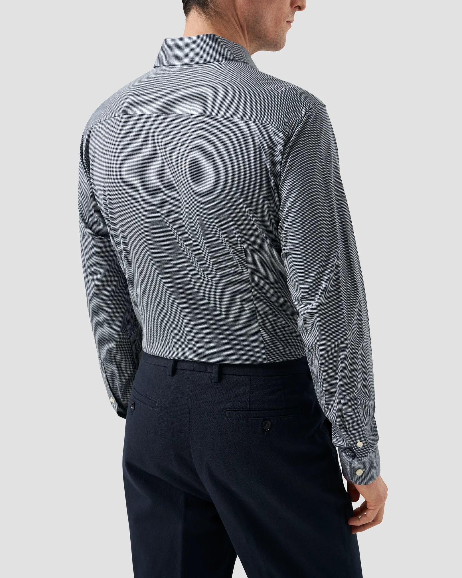 Eton - dark blue micro checked knit king