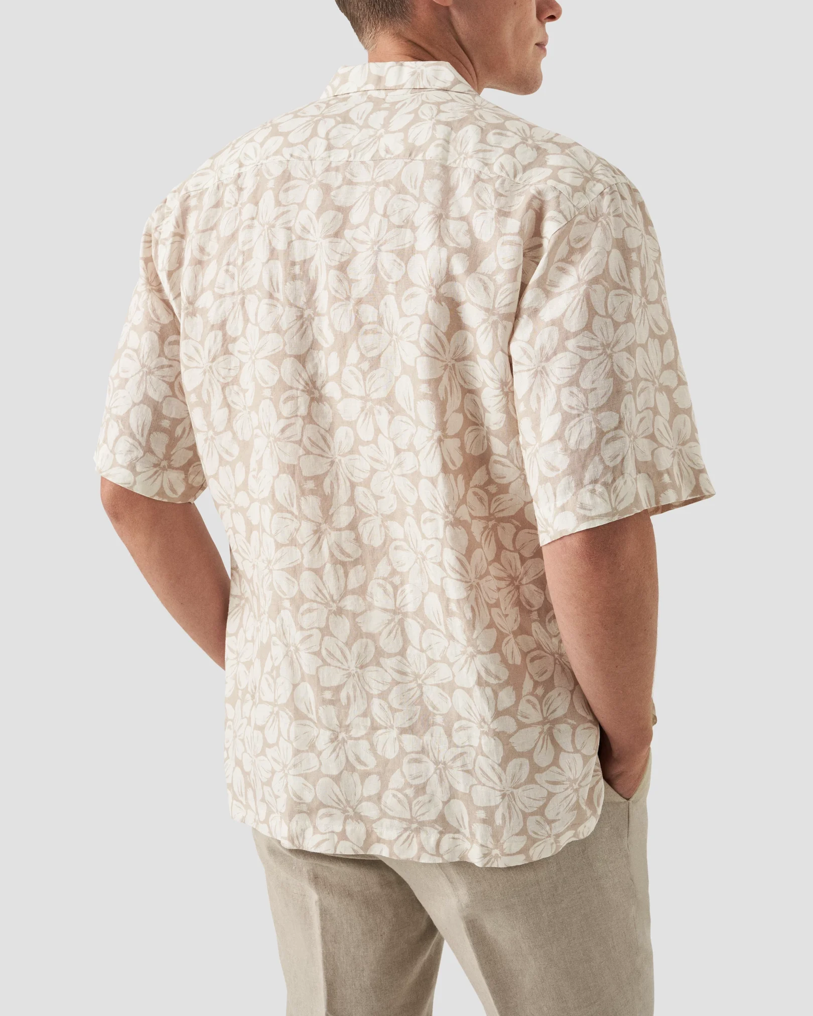 Eton - brown resort linen shirt