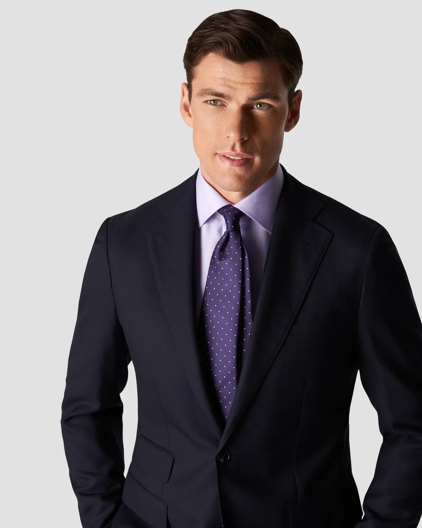 Eton - purple herringbone twill shirt