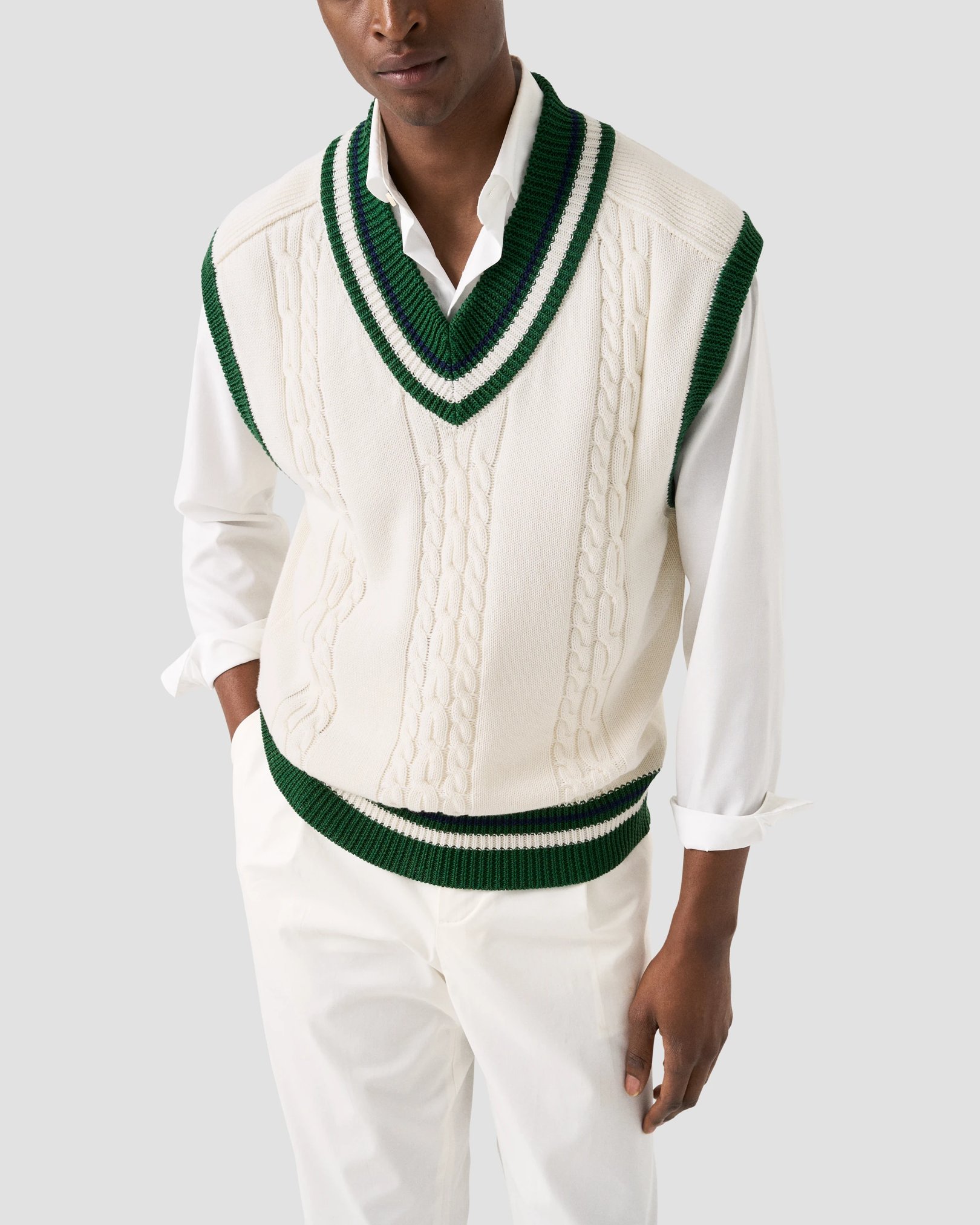 Eton - Gilet en coton avec col en V Eton x Tretorn